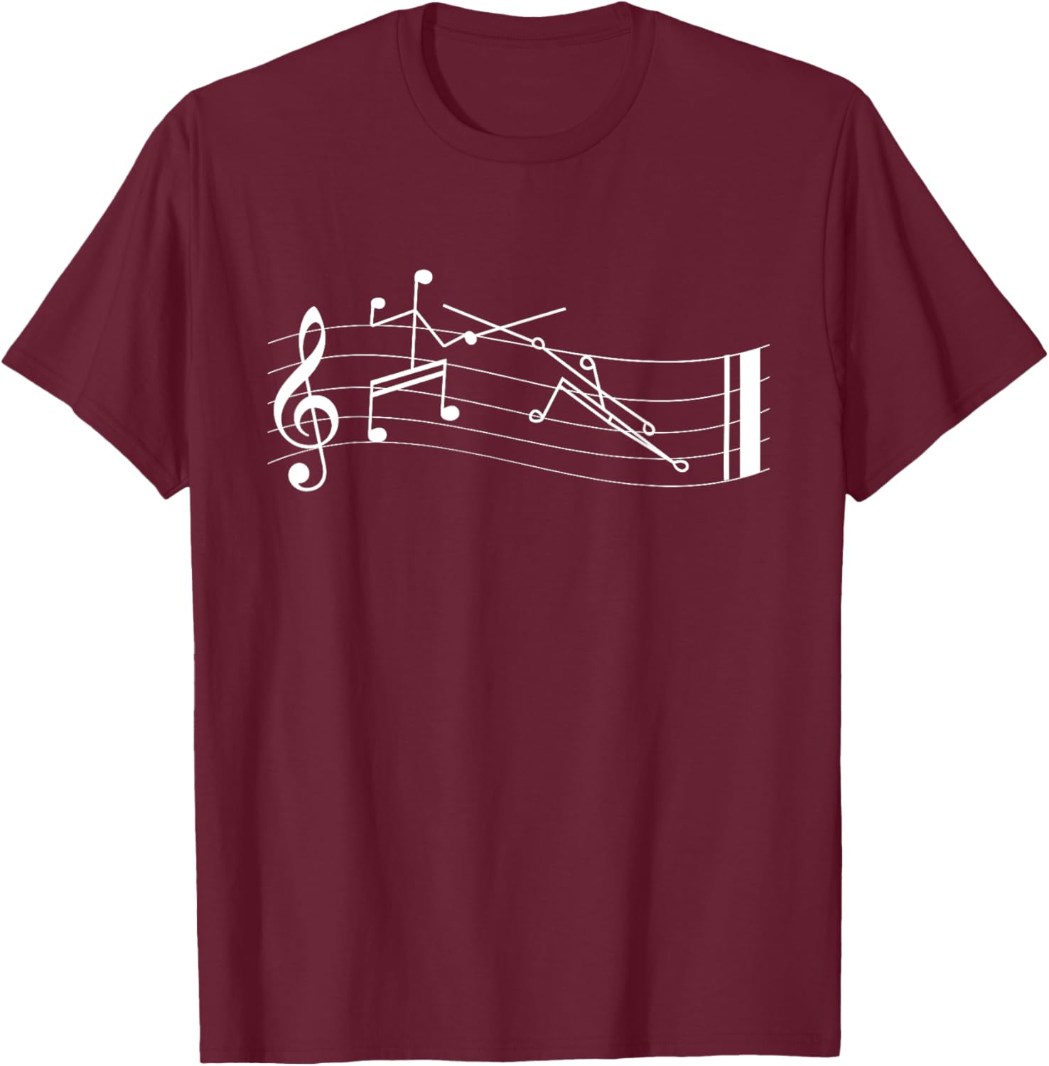 Funny Stick-Figure Music Notes En-garde T-Shirt for Music Lovers - 13