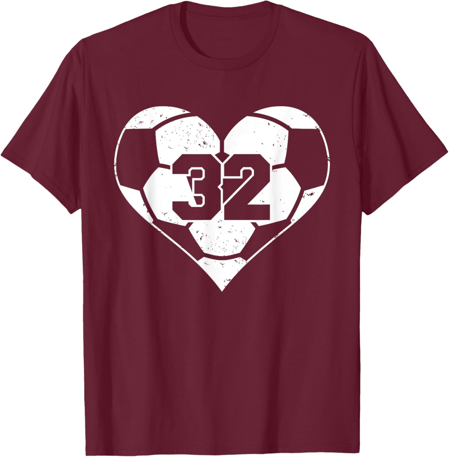 Funny Soccer Heart Game Day T-Shirt with Number 32 Jersey Design - 8