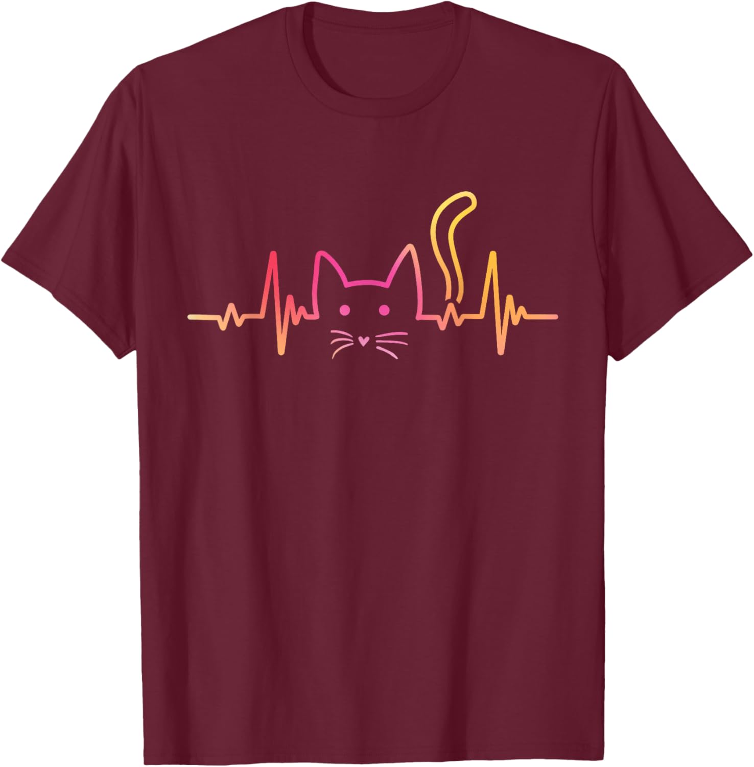 Fluffy Paws and Cuddles Heartbeat Cat Lover T-Shirt for Men and Women - 6