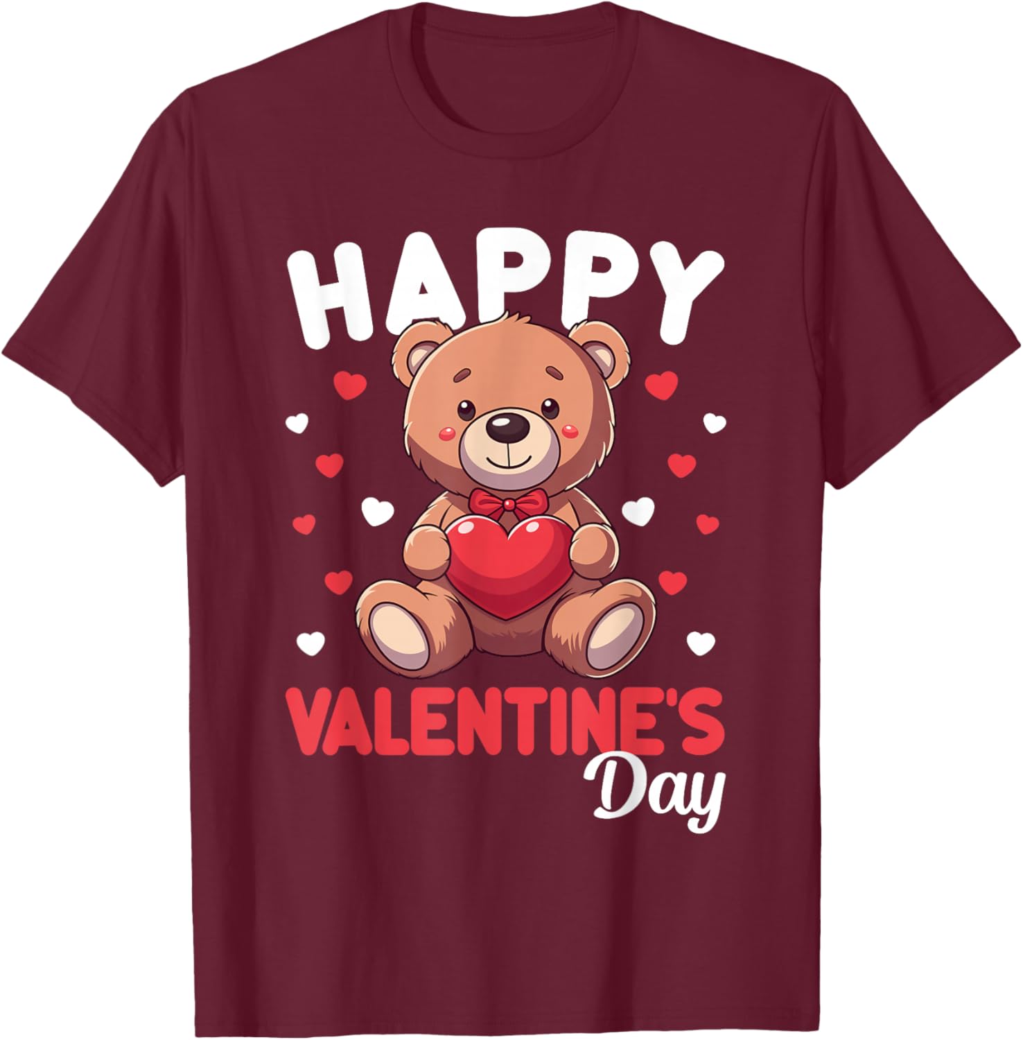 Cute Happy Valentine's Day Bear Heart T-Shirt for Kids and Women - 14