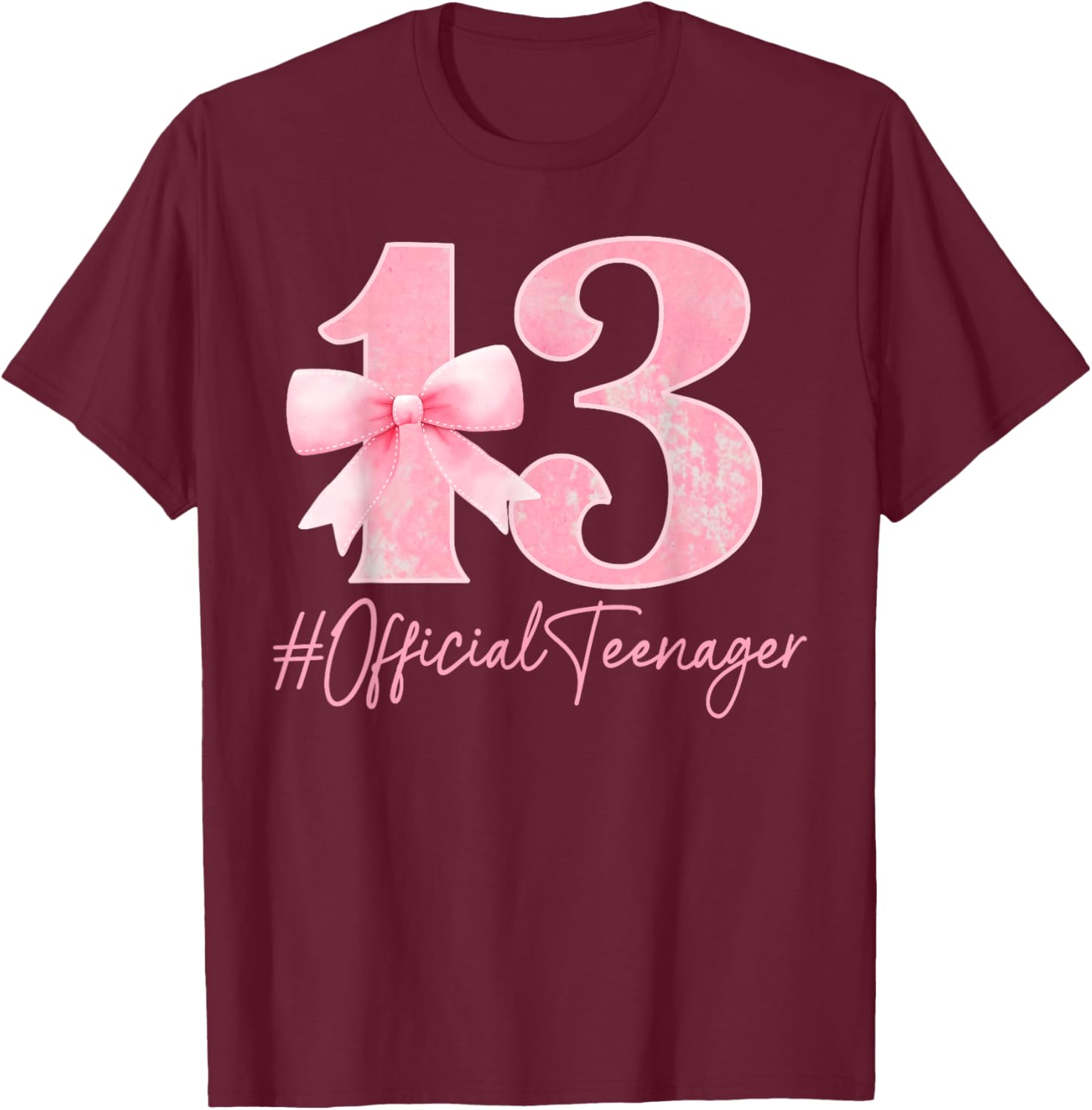 Cute Pink 13th Birthday Coquette Bow T-Shirt for Girls Turning 13 - 10