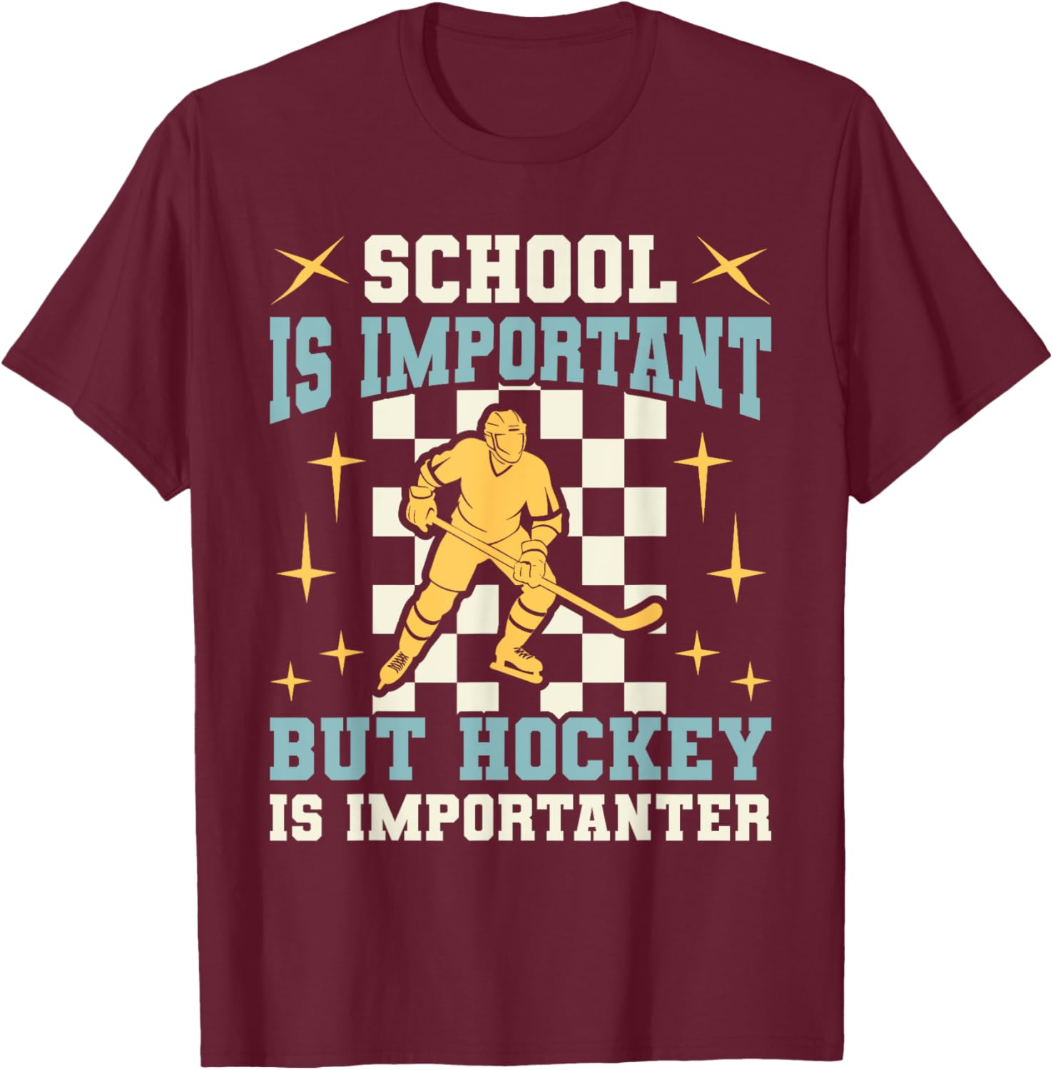 Funny Hockey T-Shirt for Boys - School Is Important Hockey Is Importanter - 7
