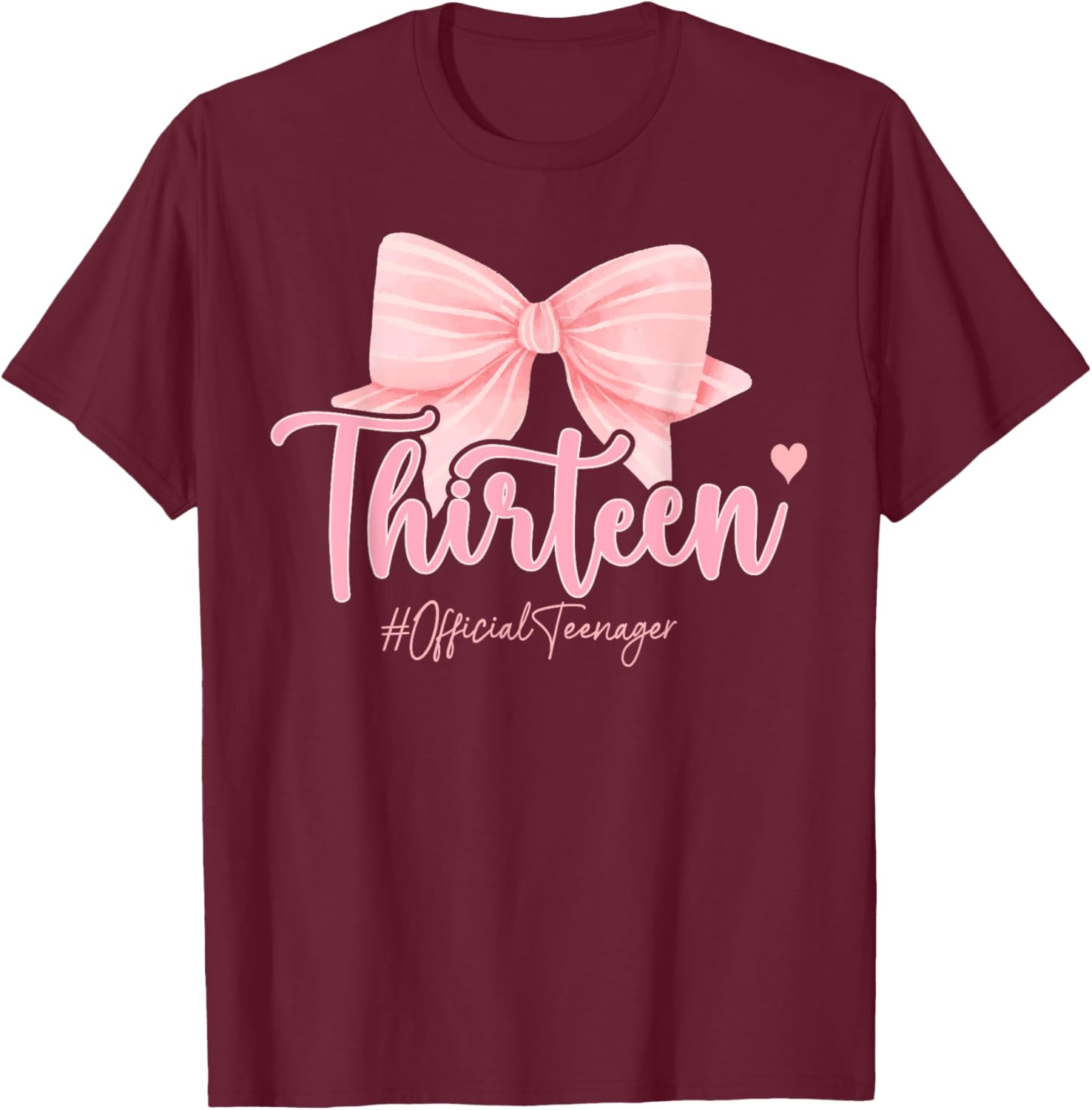 Cute Pink 13th Birthday Coquette Bow T-Shirt for Girls Celebrating 13 - 8
