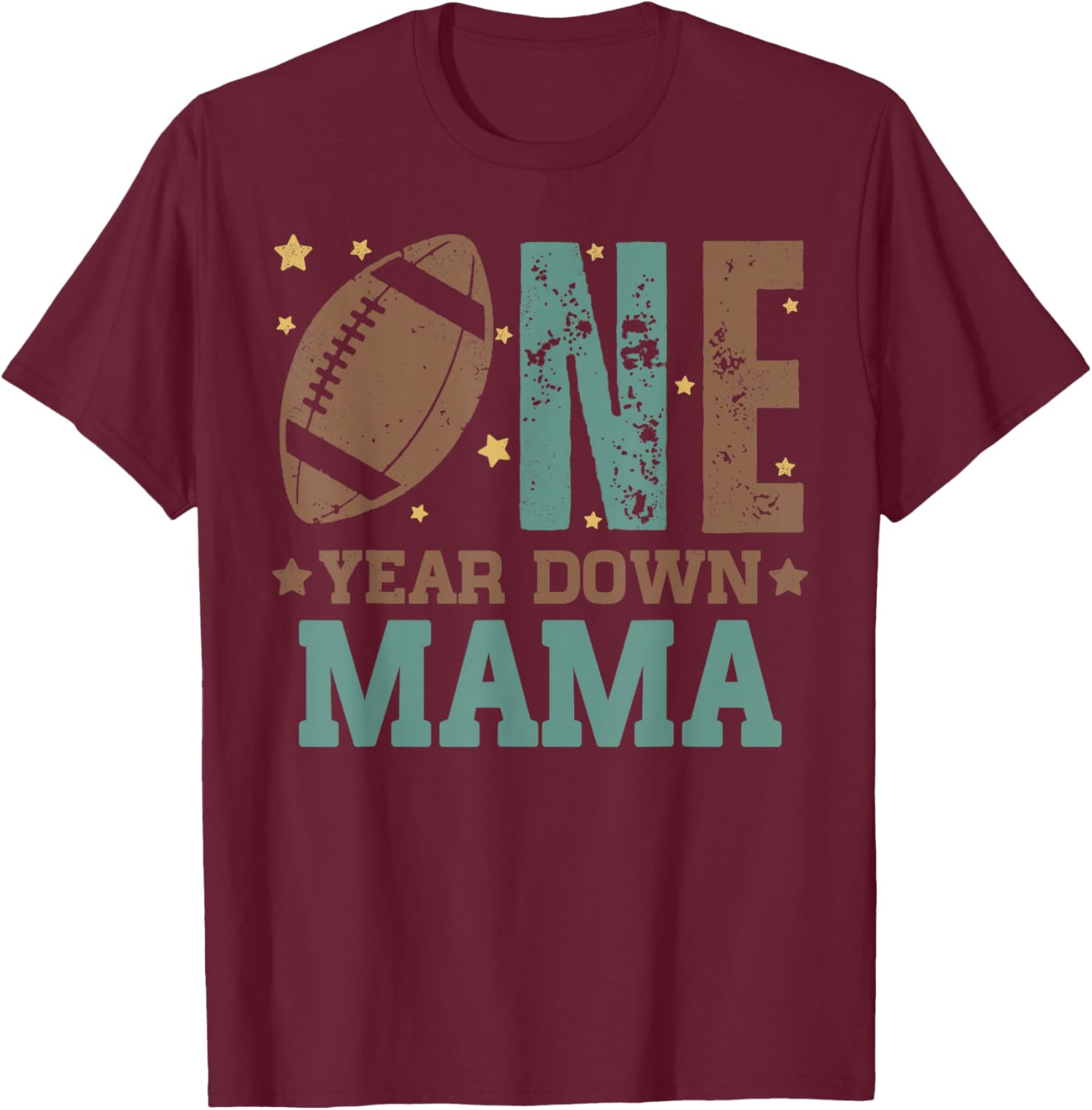 Cute Mama of 1 Year Old Football Birthday Party T-Shirt for Moms - 9