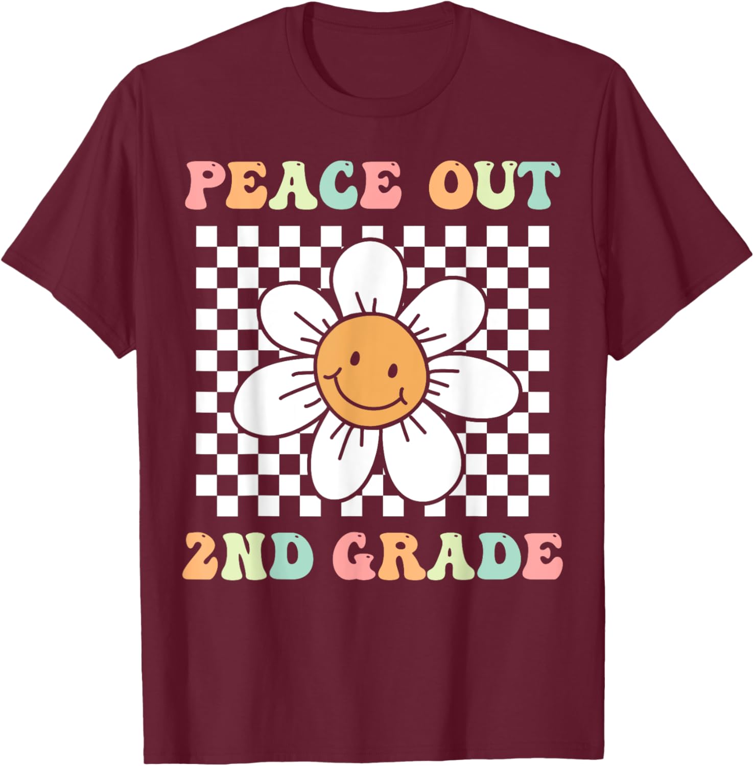 Cute Groovy Peace Out Second Grade Last Day T-Shirt for Kids - 8