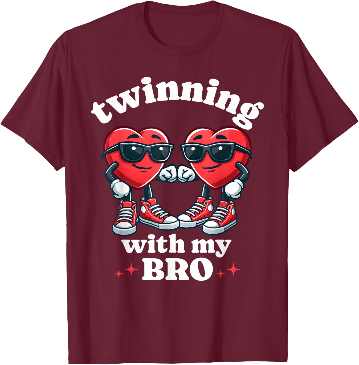 Cute Twinning With My Bro Valentine's Day T-Shirt for Twin Boys - 4