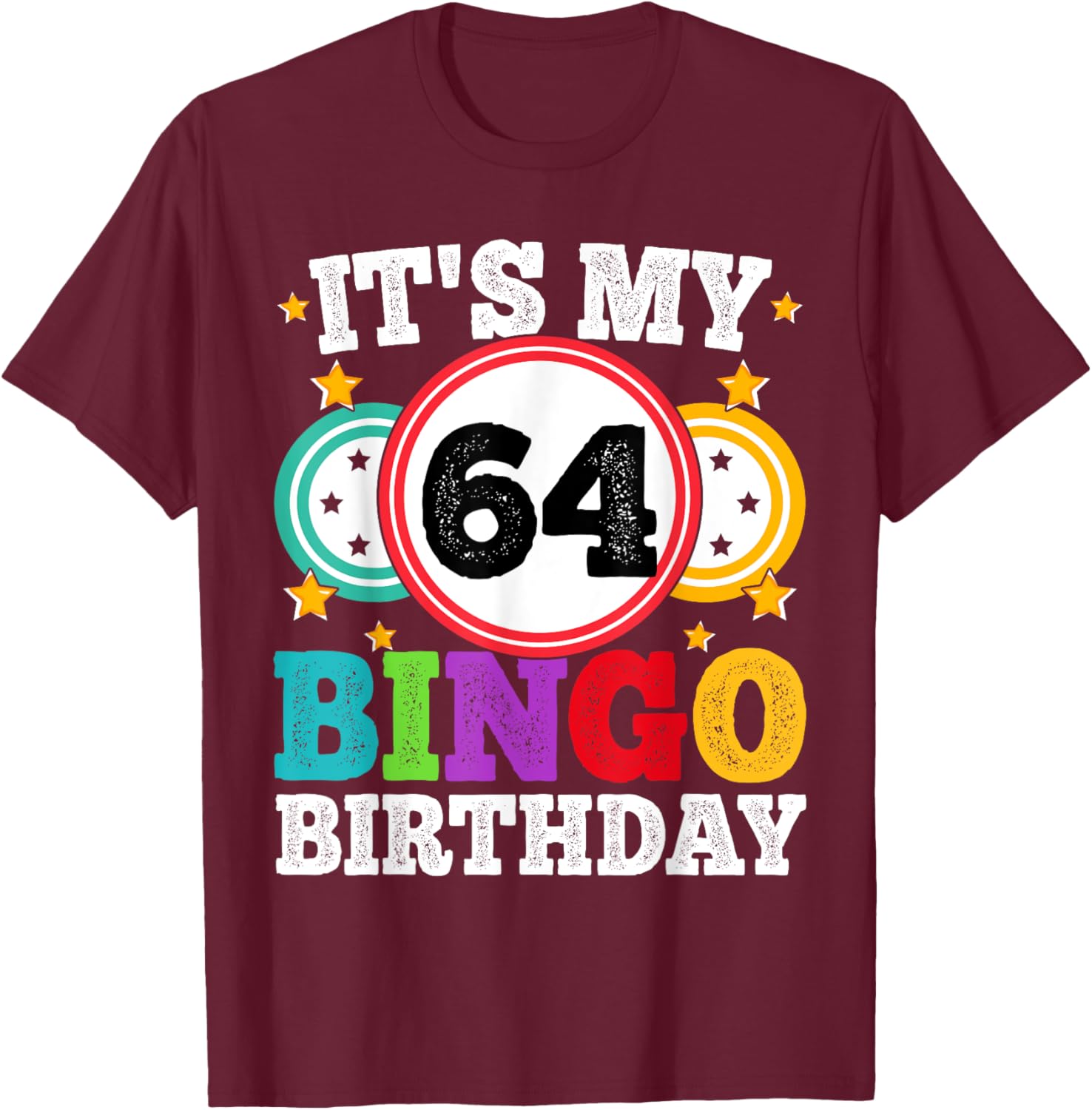 Funny 64th Birthday Bingo T-Shirt for Men and Women - Celebrate in Style! - 2