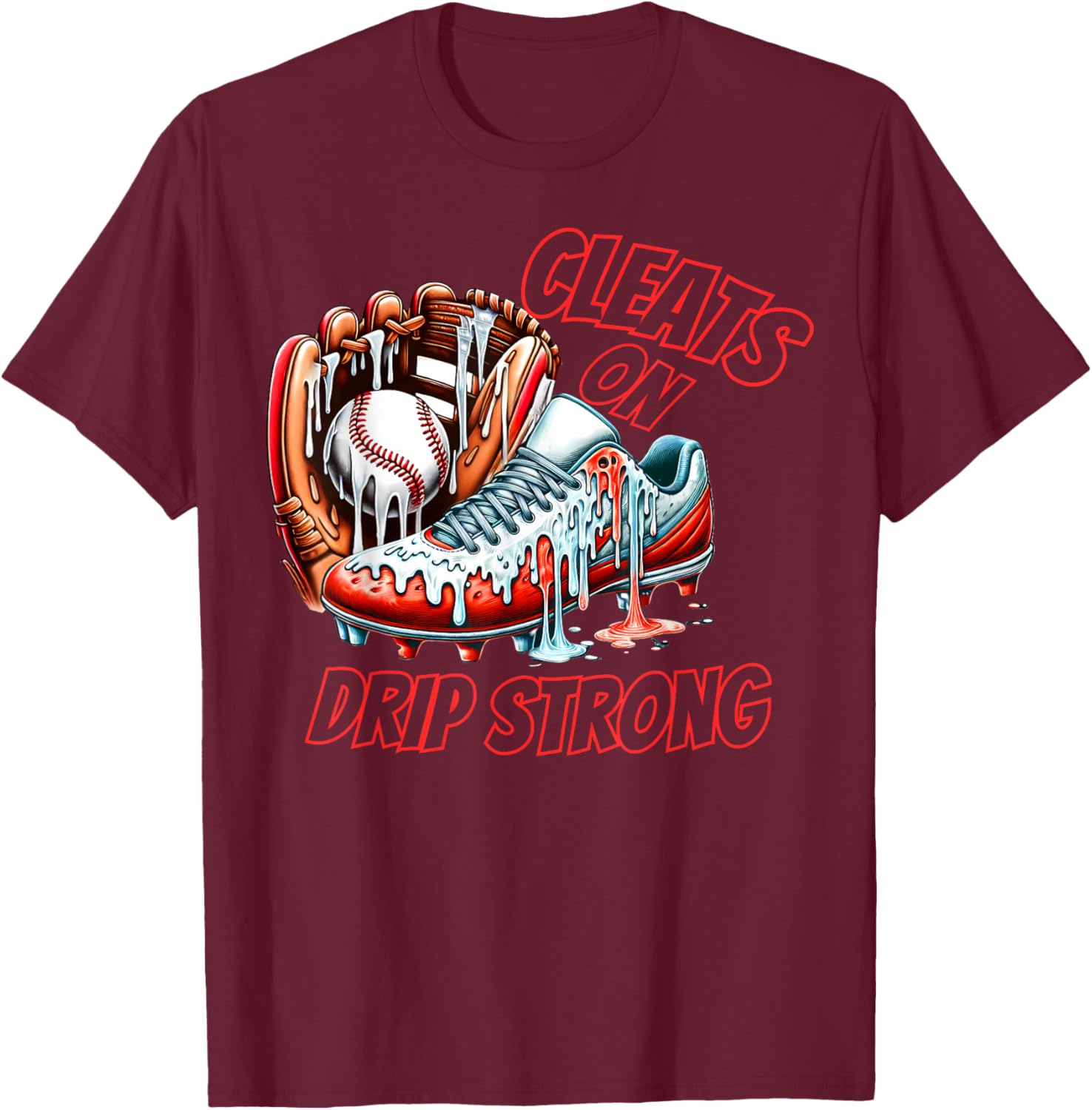 Cool Cleats On Drip Baseball Ice Cream T-Shirt for Kids and Adults - 11