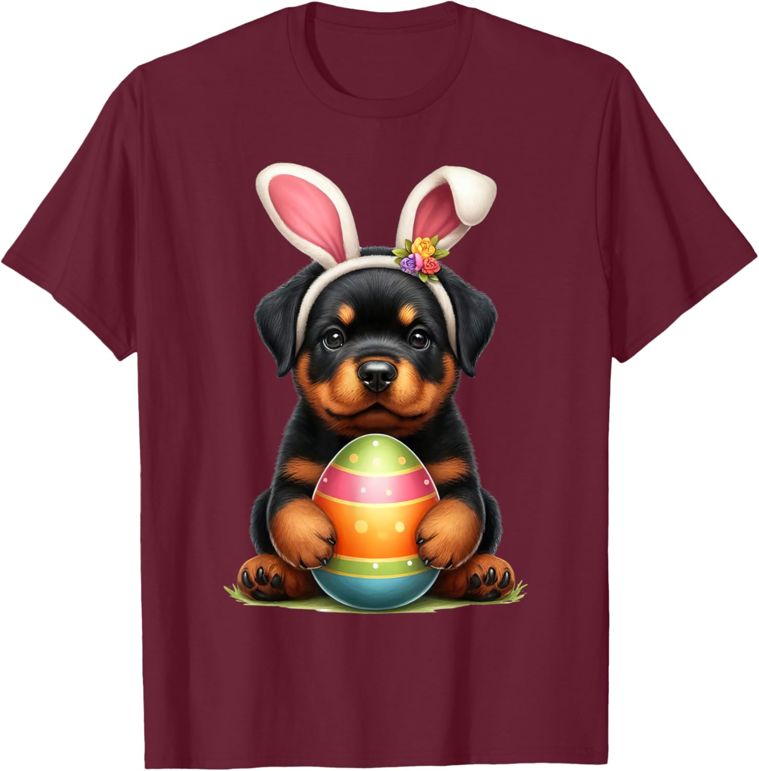 Cute Bunny Rottweiler Dog Easter T-Shirt Perfect for Spring Celebrations - 14