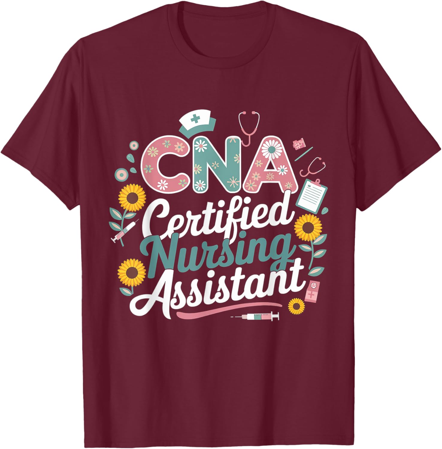 Floral CNA Certified Nursing Assistant T-Shirt for Healthcare Heroes - 6