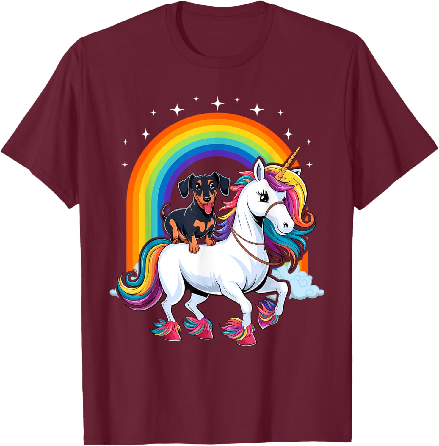 Dachshund Unicorn Galaxy Rainbow T-Shirt for Girls and Dogs - 8