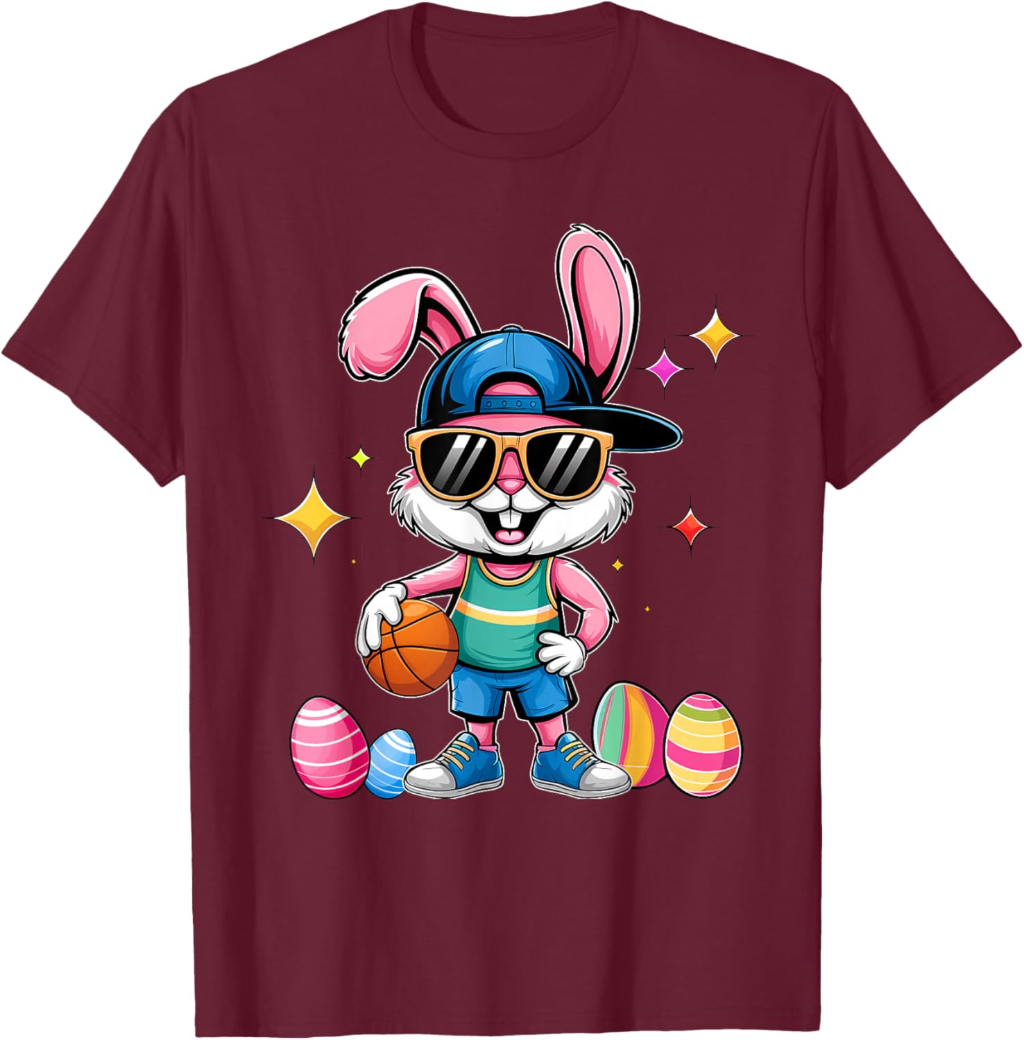 Happy Easter Bunny Basketball T-Shirt for Kids - Fun Sporty Design - 1