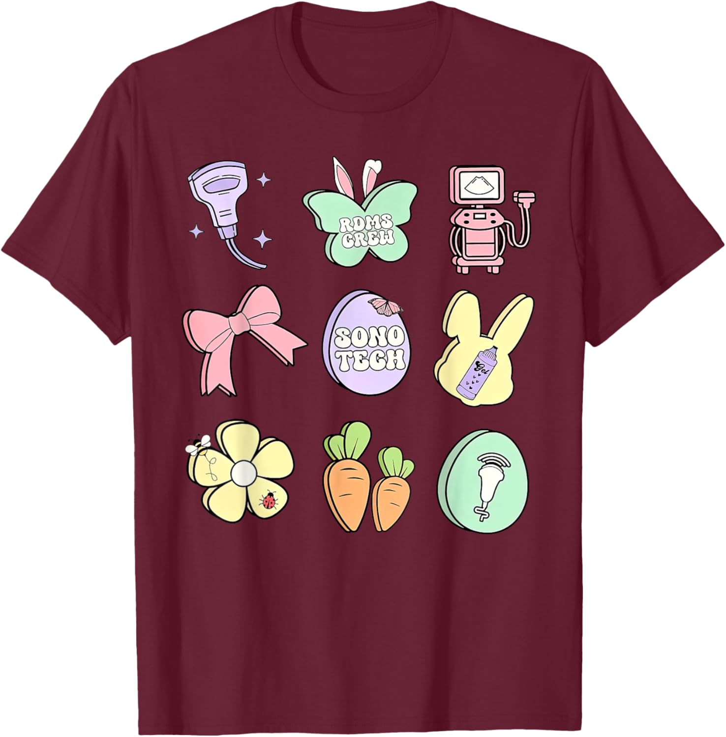Coquette Bow Sono Tech Sonographer Easter T-Shirt for Ultrasound Lovers - 7