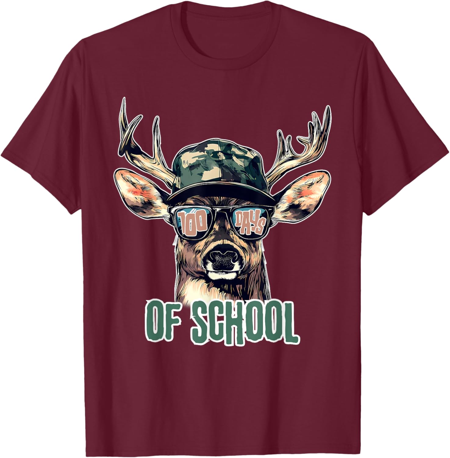 Bucked 100 Days of School Deer Hunting T-Shirt for Kids and Teens - 6