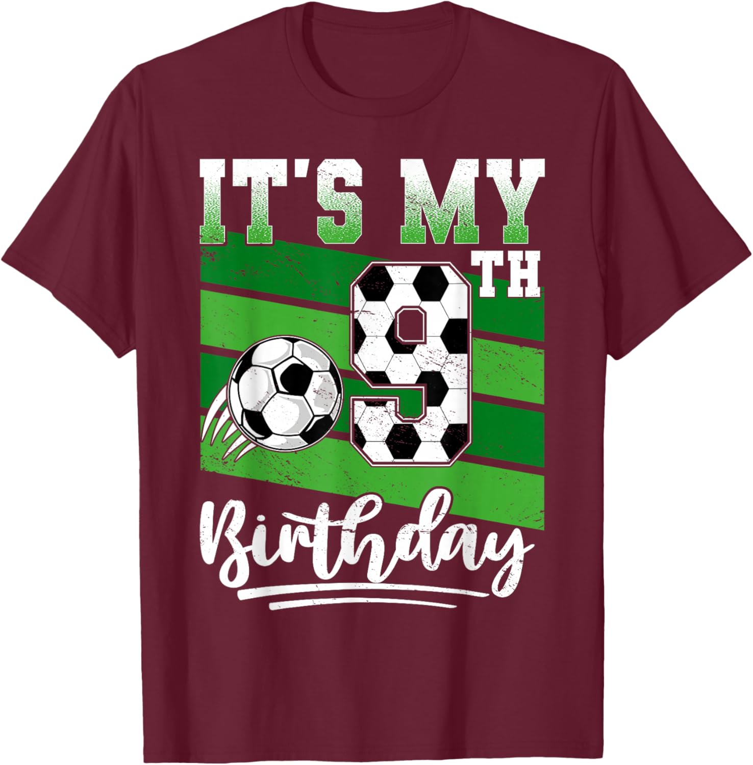 Cool 9th Birthday Soccer Ball T-Shirt for Kids Birthday Celebrations - 16