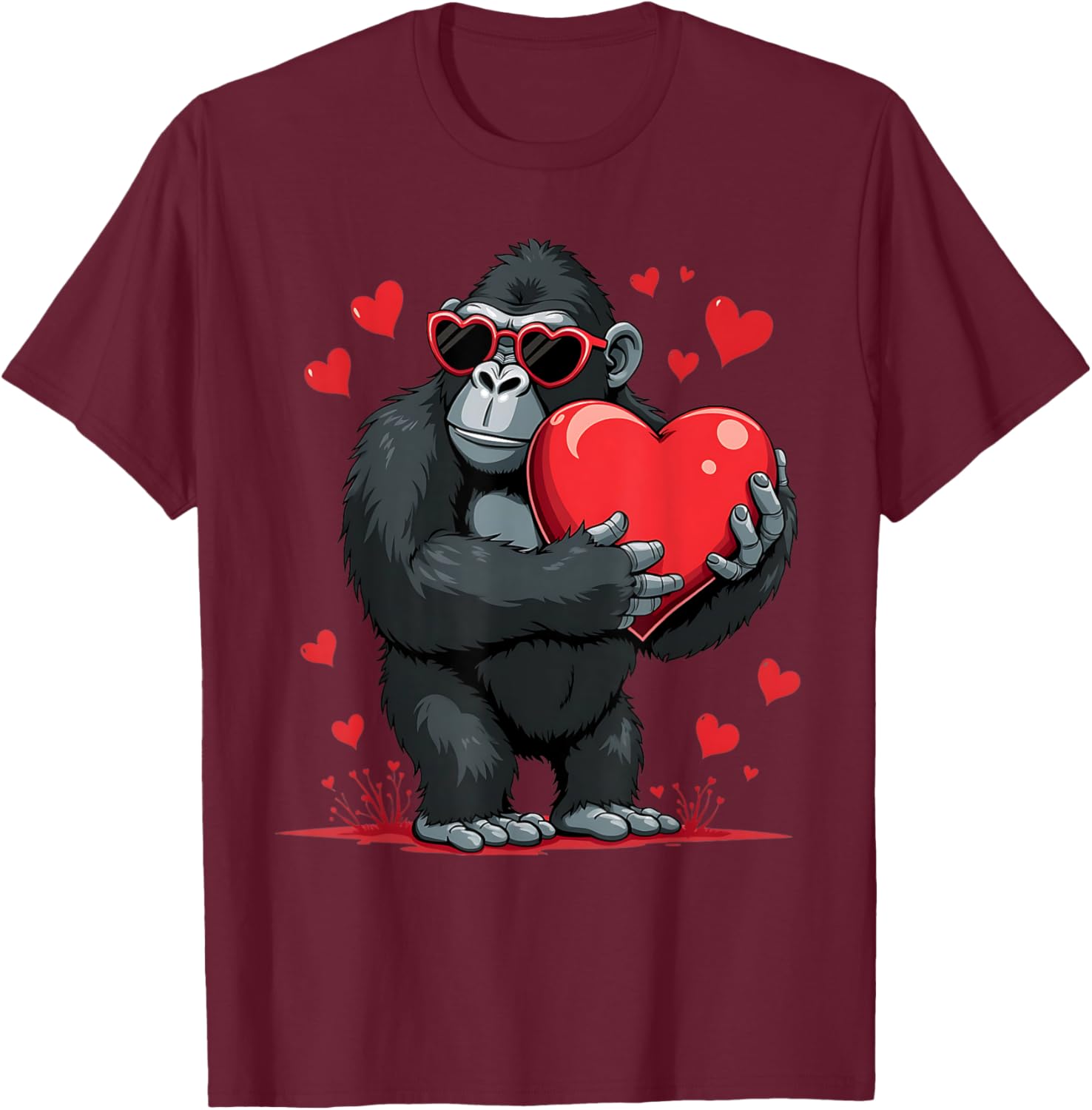 Funny Gorilla Heart Sunglasses T-Shirt for Boys Perfect for Valentine's Day - 5