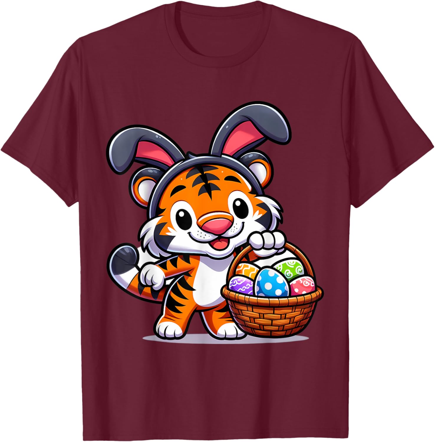Cute Bunny Ear Tiger Easter Eggs T-Shirt for Kids and Babies - 13