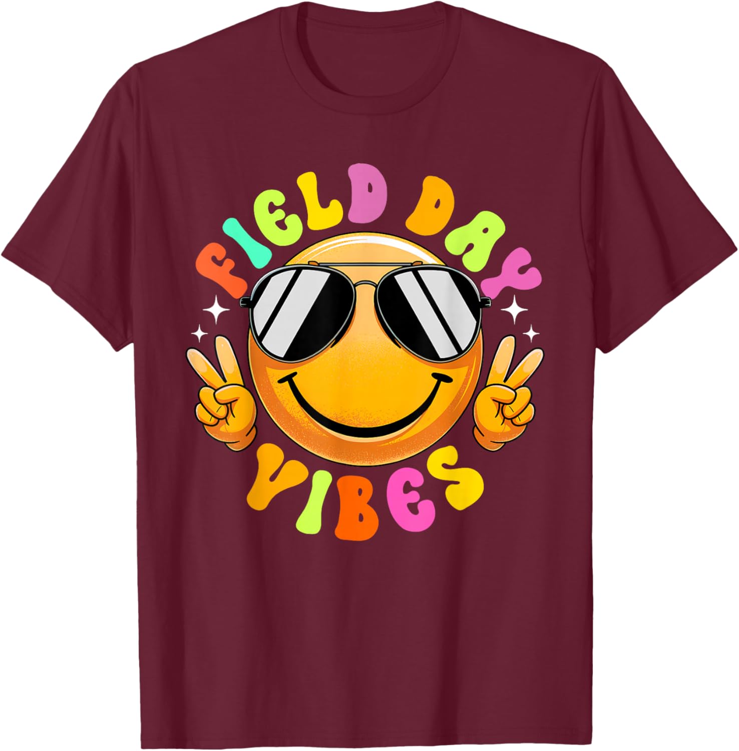 Field Day Vibes Summer Smile Peace Teacher Kids T-Shirt for Fun Times - 7