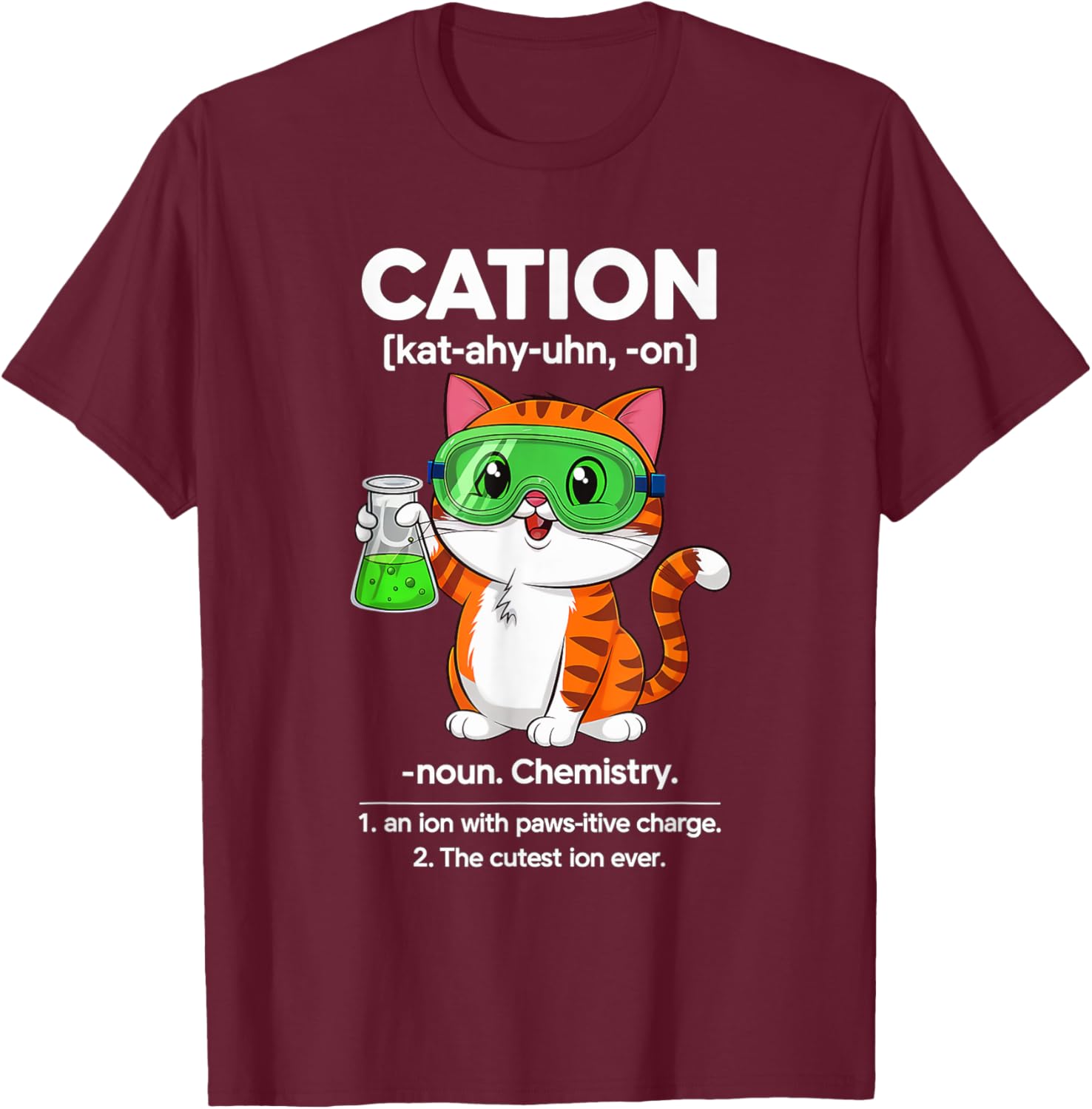 Cation Cat Chemistry T-Shirt for Cat Lovers - Fun Science for All Ages - 14