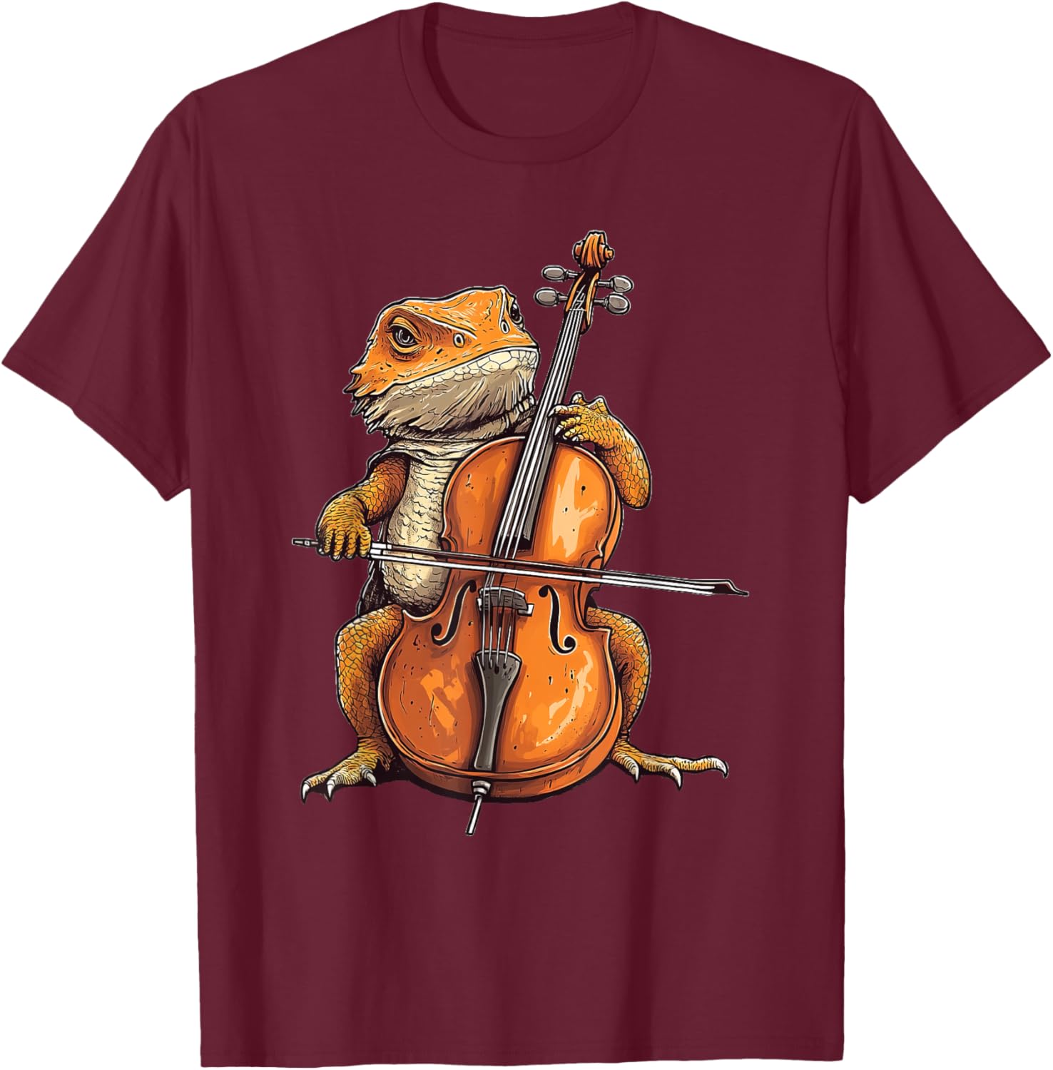 Cute Bearded Dragon Playing Cello Musician T-Shirt for Music Lovers - 7