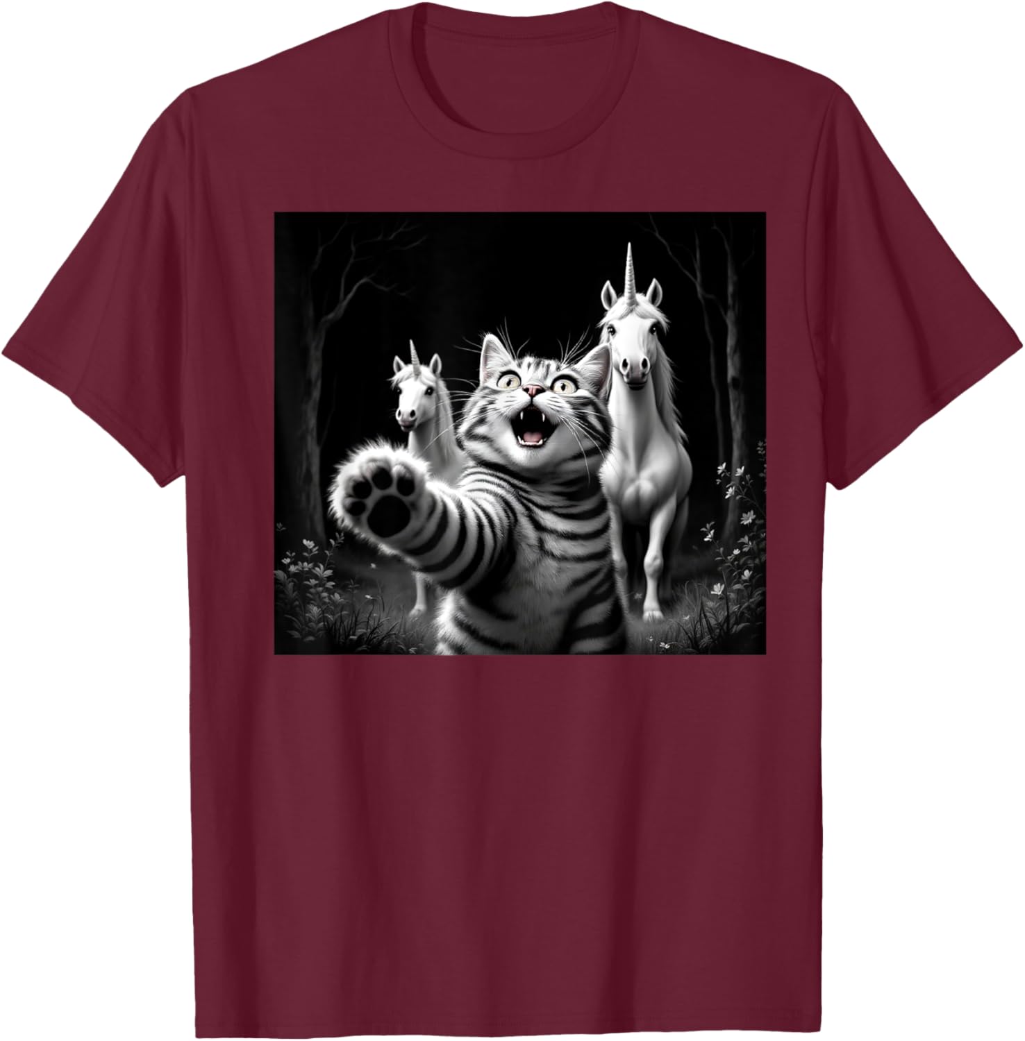 Funny Cat and Unicorn Selfie T-Shirt for Cat Lovers and Kids - 14