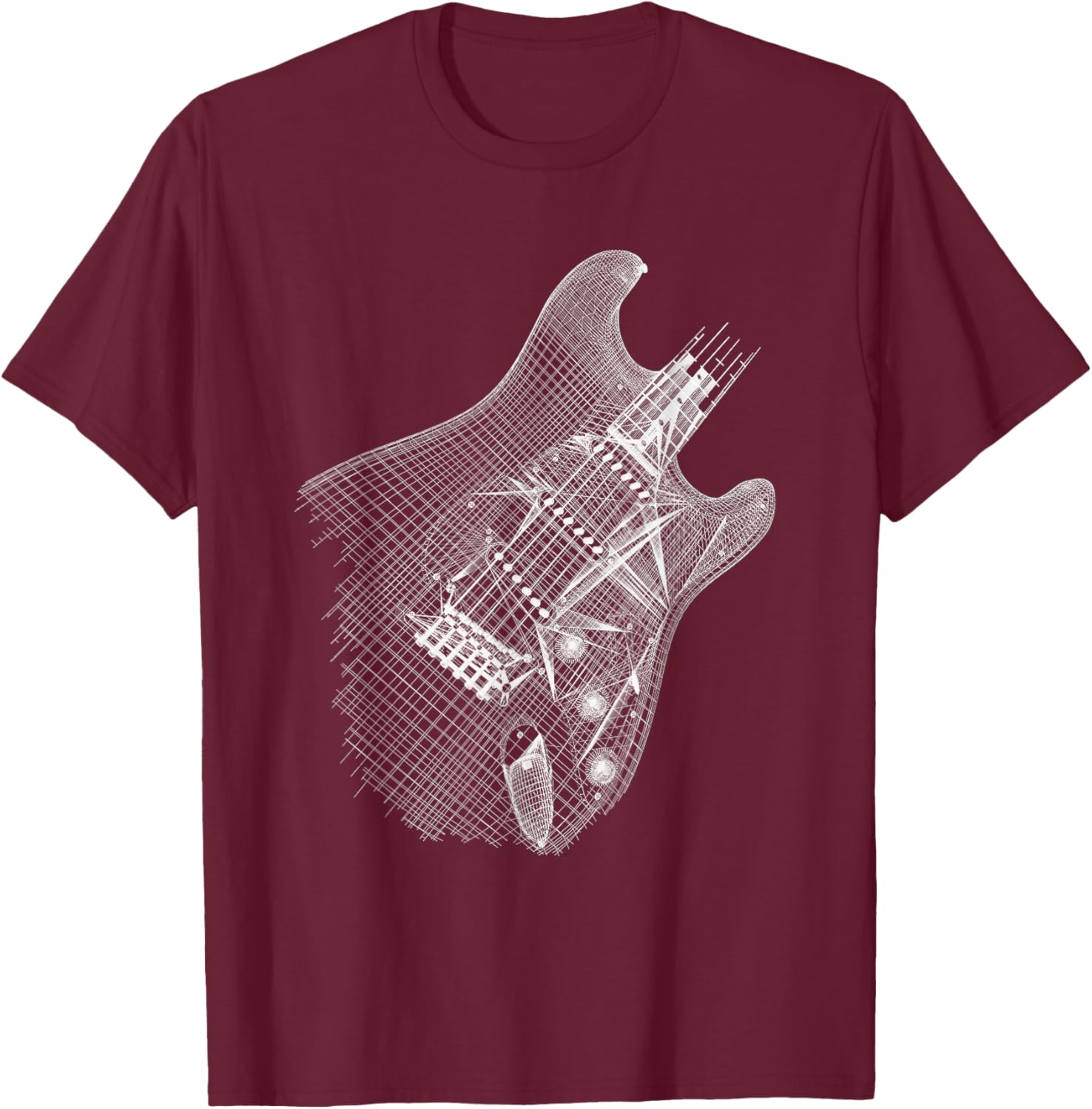 Guitar Wireframe Design T-Shirt for Musicians and Guitarists - 8