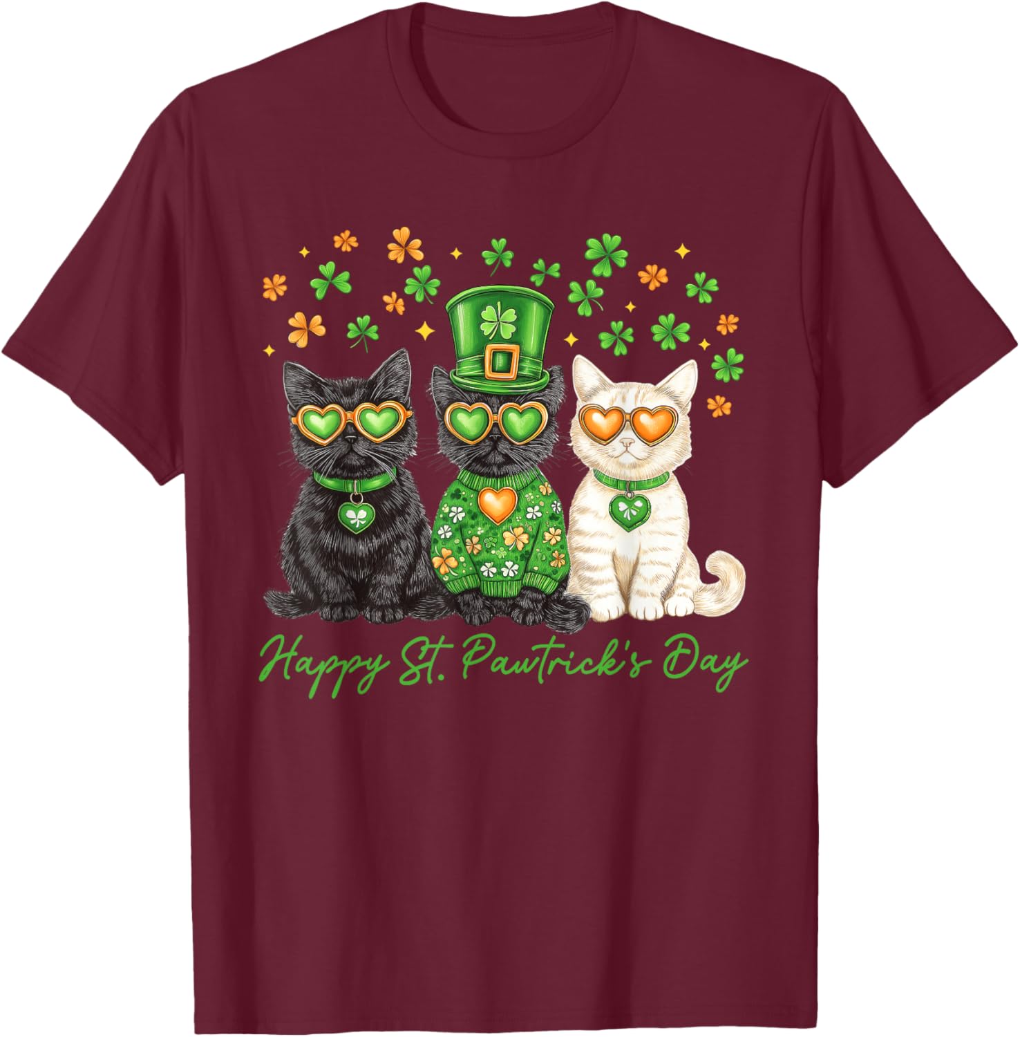 Cute Cat St Pawtrick's Day Shamrock T-Shirt for Cat Lovers - 2