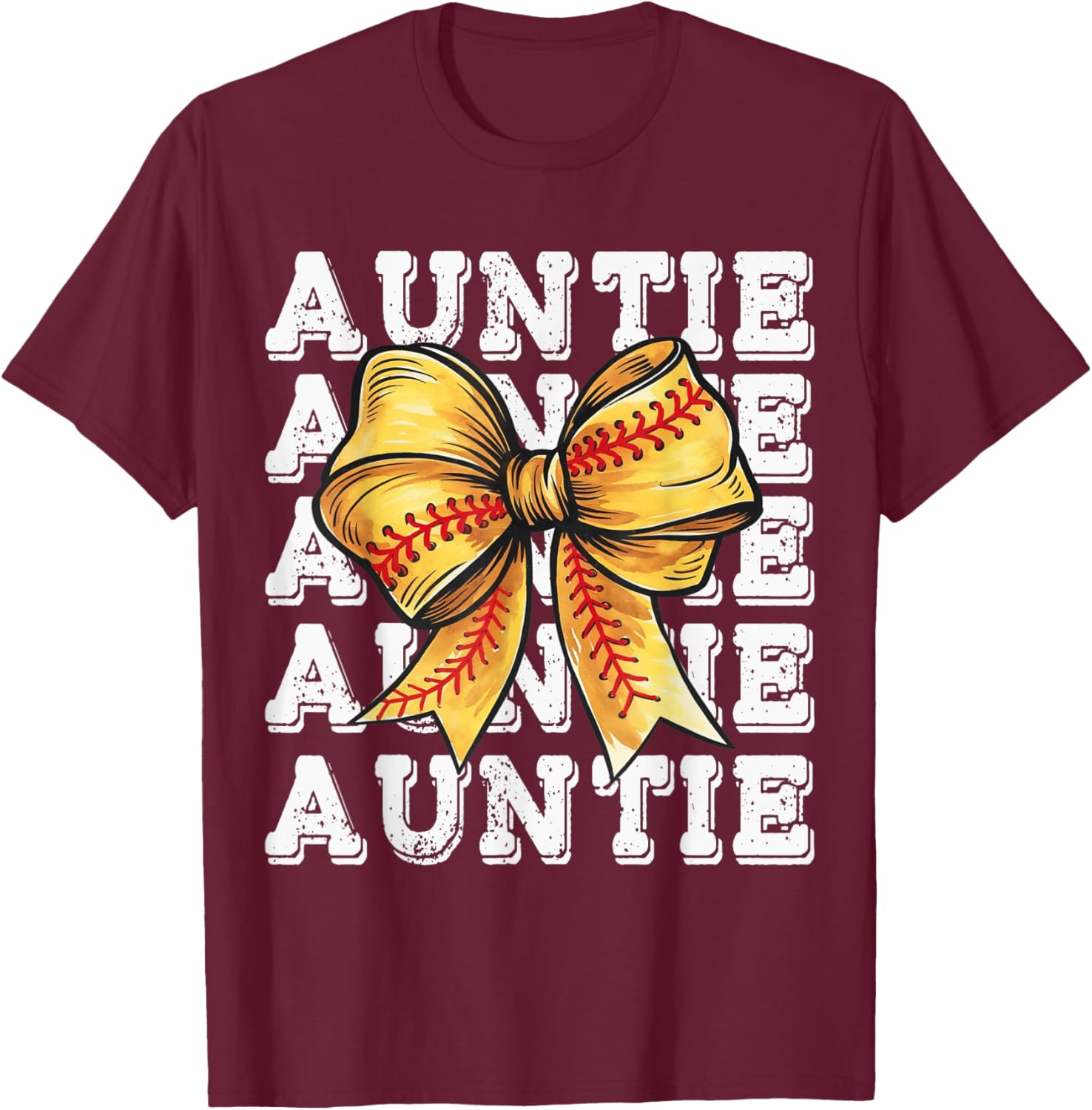 Coquette Softball Auntie Matching Family Bow T-Shirt for Fun Moments - 13