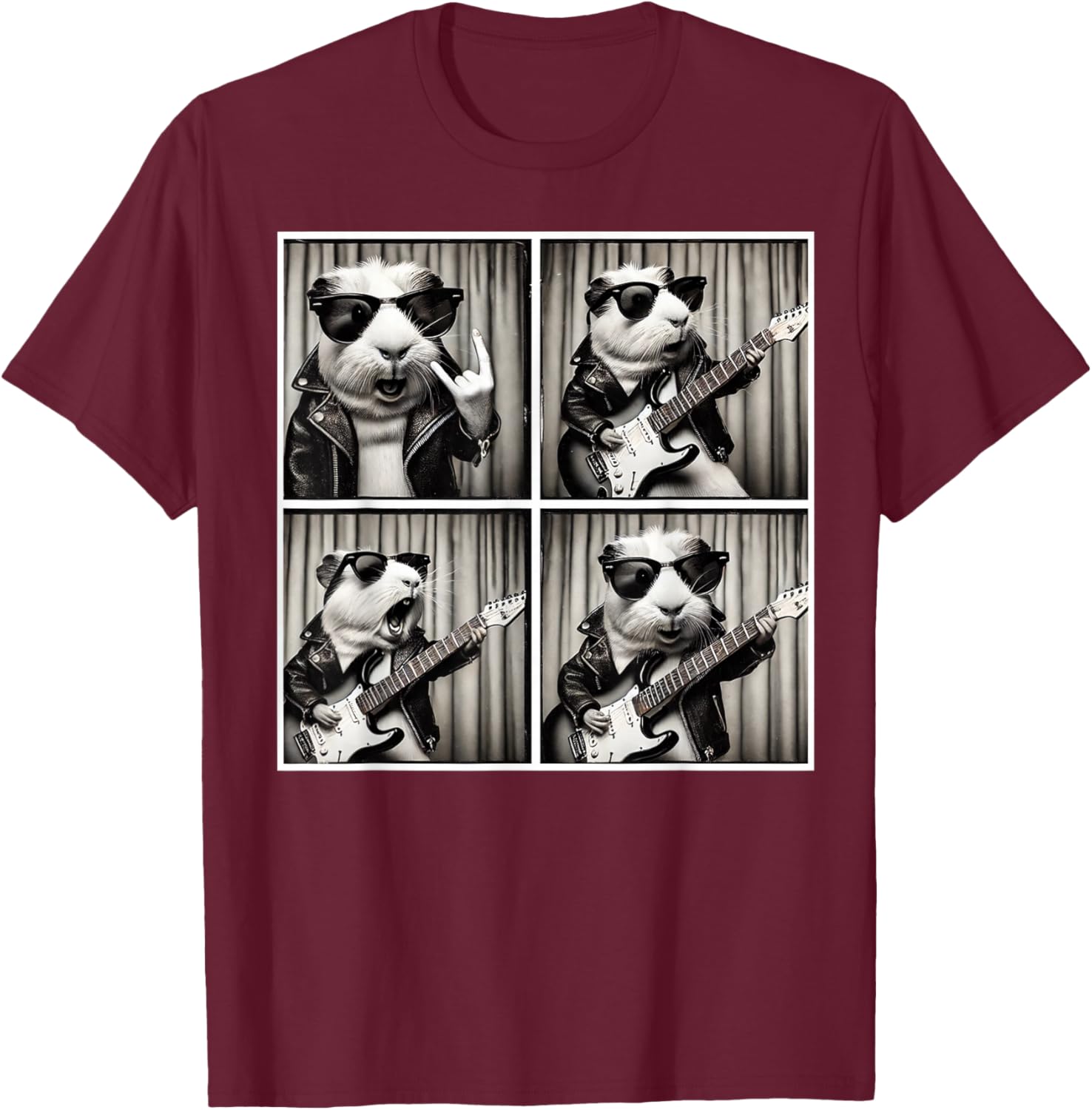 Cute Guinea Pig Electric Guitar T-Shirt for Music Lovers and Pet Fans - 7