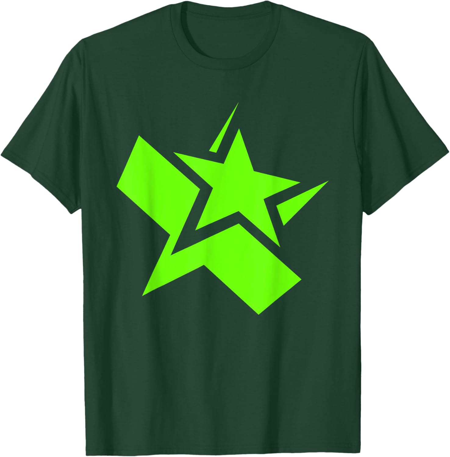Green Chunky Star Graphic T-Shirt for Stylish Casual Wear - 21