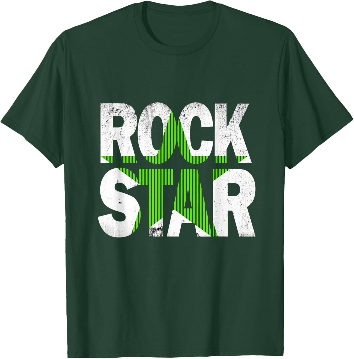 Green Rock Star Distressed Graphic T-Shirt for Trendy Casual Wear - 15