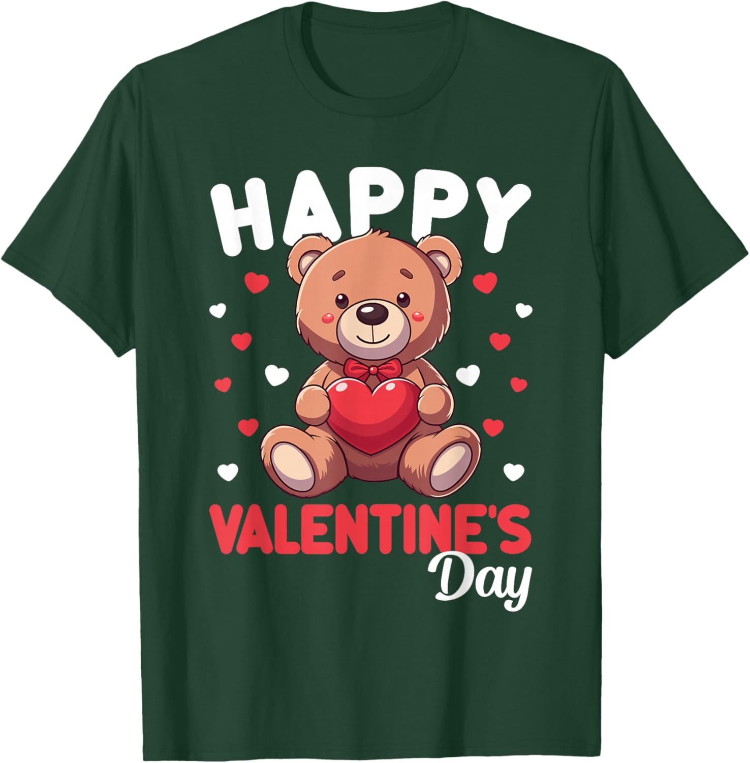 Cute Happy Valentine's Day Bear Heart T-Shirt for Kids and Women - 20