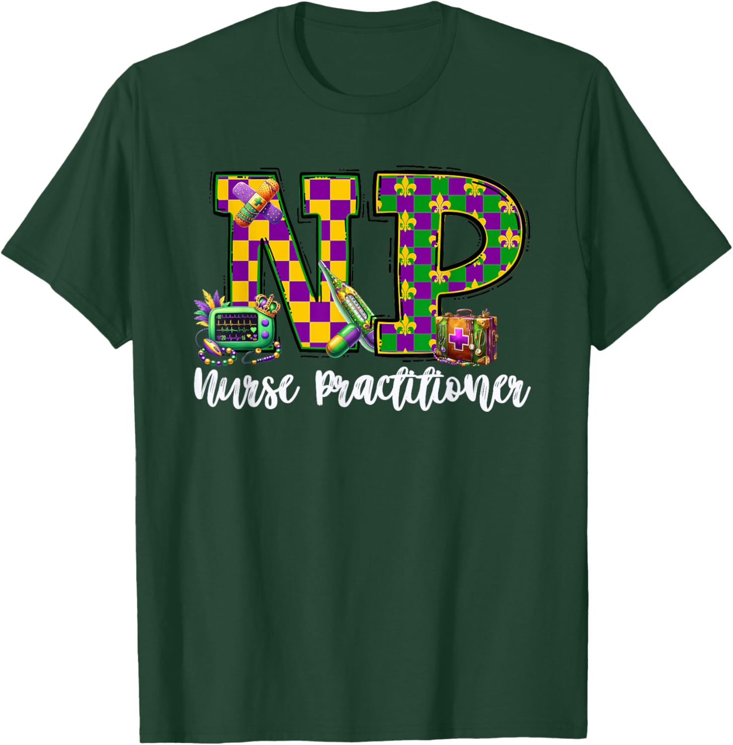 Cute Mardi Gras Nurse Practitioner T-Shirt for Women, Fun and Stylish - 4