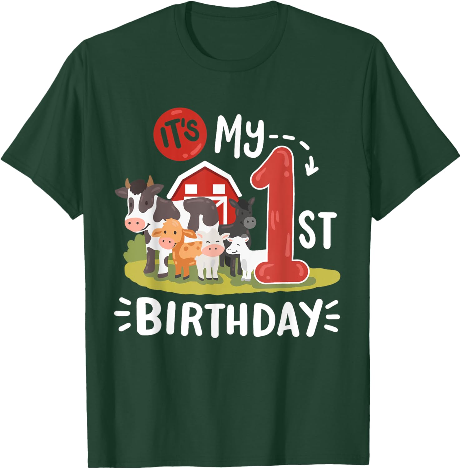 Farm Animals 1st Birthday Party T-Shirt for Kids Fun and Cute Design - 15