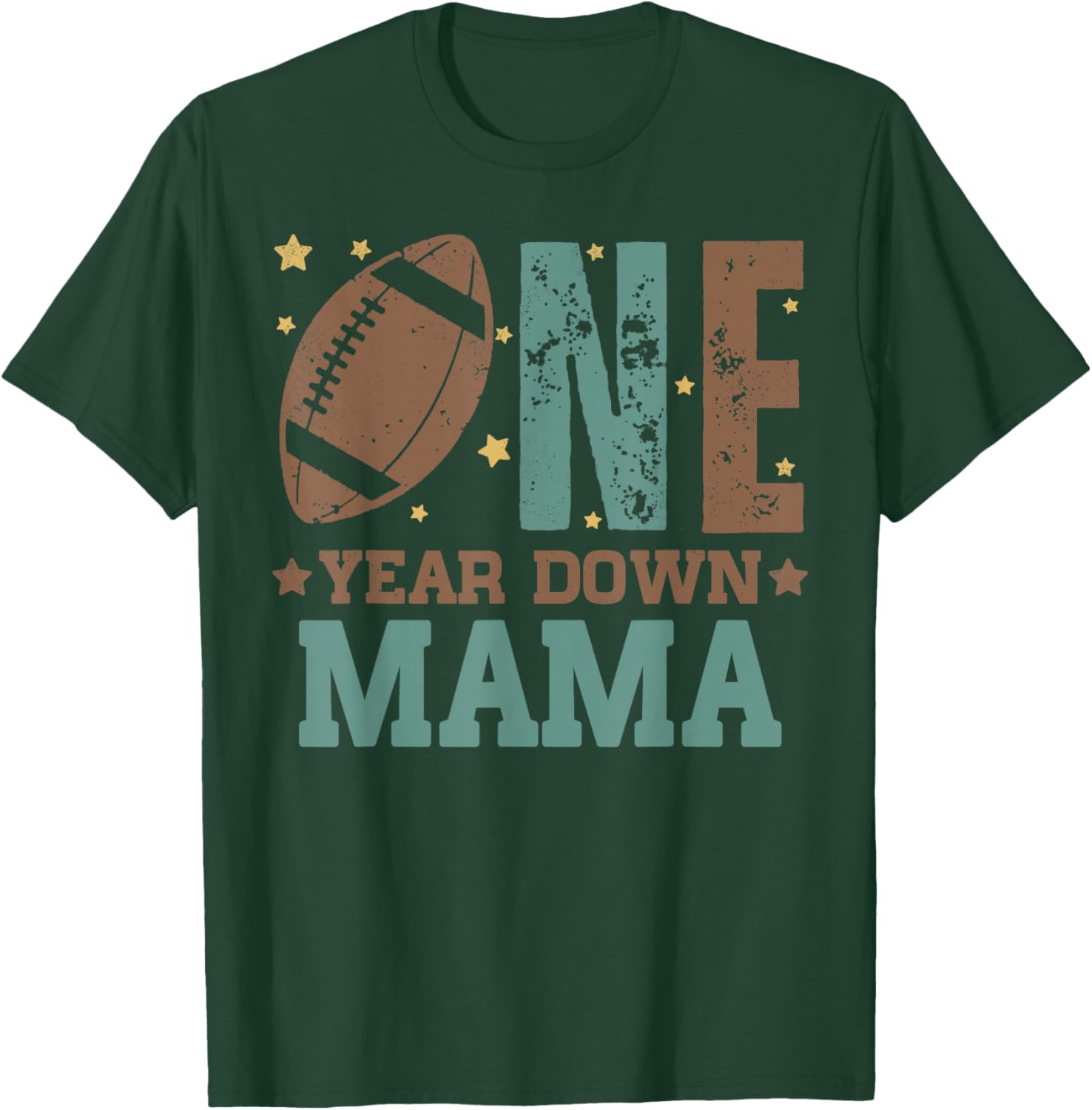 Cute Mama of 1 Year Old Football Birthday Party T-Shirt for Moms - 18