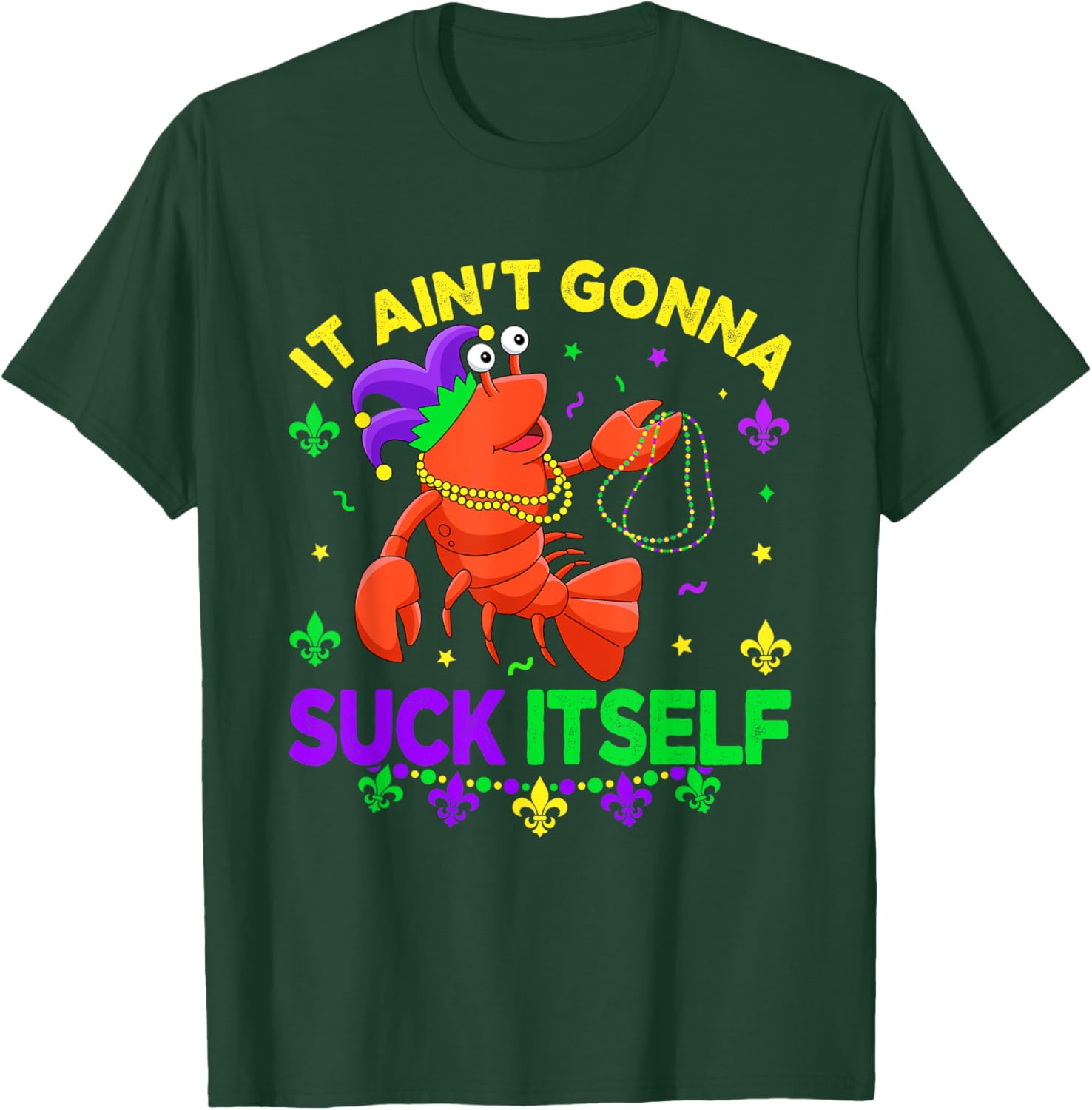Fun Crawfish Jester Beads Mardi Gras T-Shirt for Festive Celebrations - 17