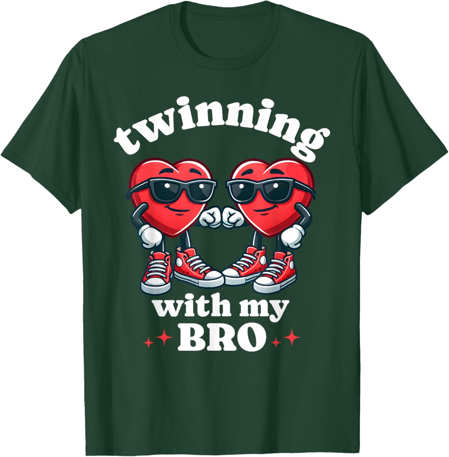 Cute Twinning With My Bro Valentine's Day T-Shirt for Twin Boys - 5