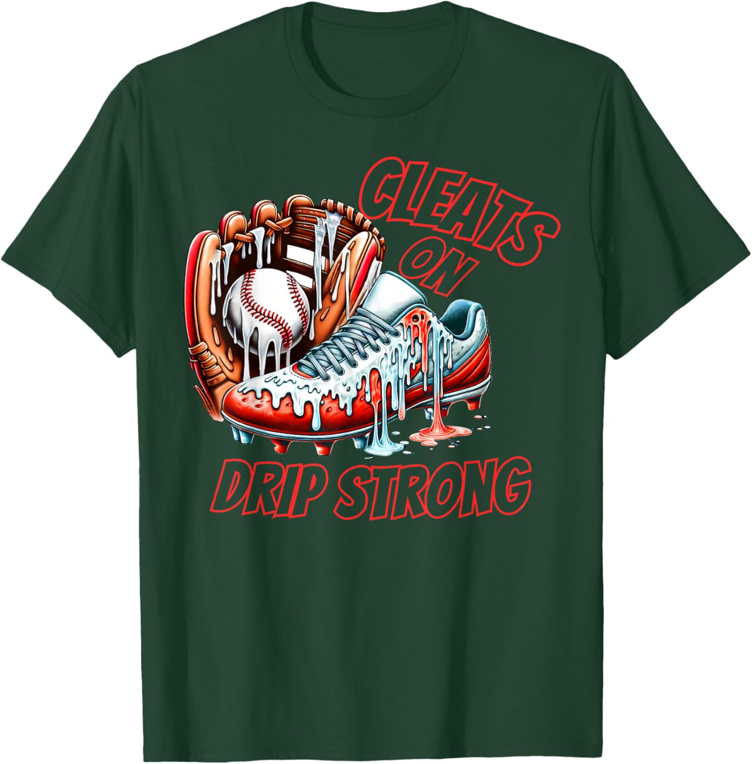 Cool Cleats On Drip Baseball Ice Cream T-Shirt for Kids and Adults - 15
