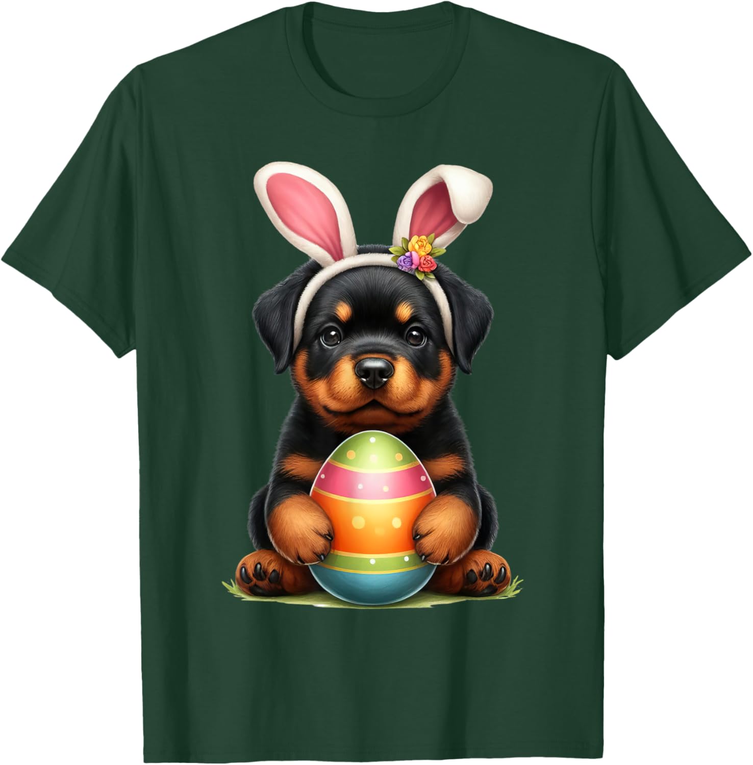 Cute Bunny Rottweiler Dog Easter T-Shirt Perfect for Spring Celebrations - 16