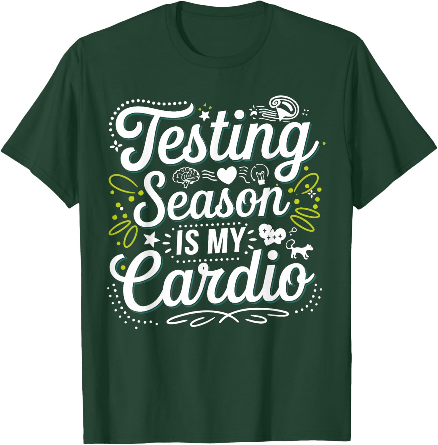 Groovy Testing Season Is My Cardio Teacher T-Shirt for Educators - 10