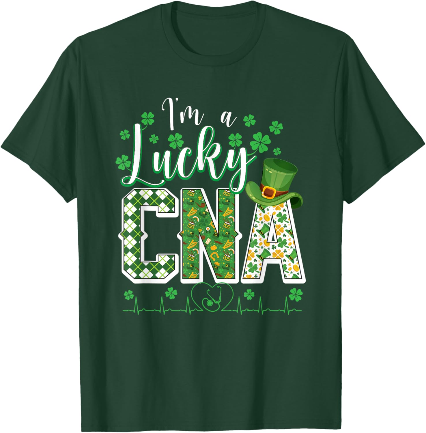Funny Lucky CNA Nurse Shamrock St Patrick's Day T-Shirt for Scrubs - 14