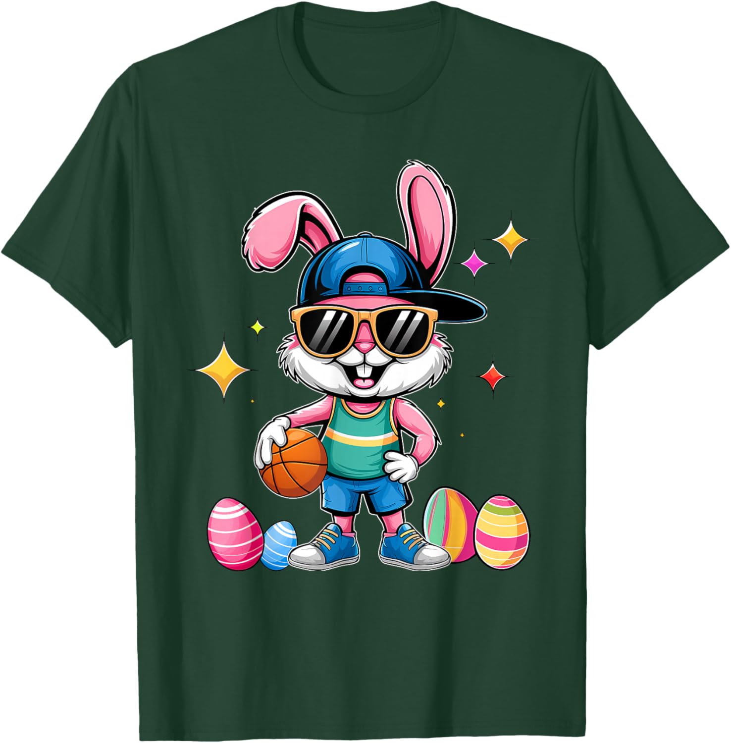 Happy Easter Bunny Basketball T-Shirt for Kids - Fun Sporty Design - 2