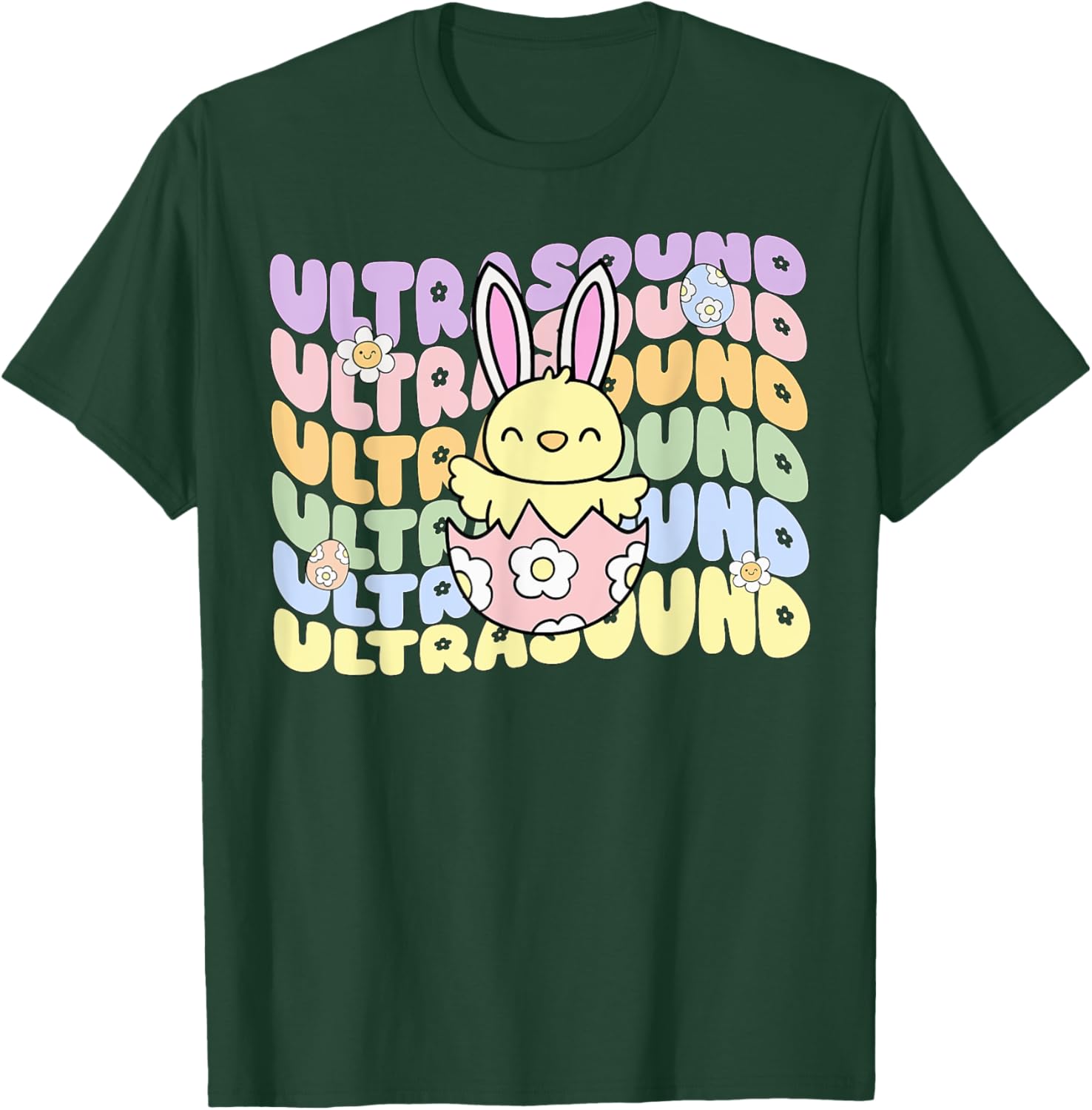Groovy Easter Sonographer Bunny Chick Eggs T-Shirt for Ultrasound Lovers - 6