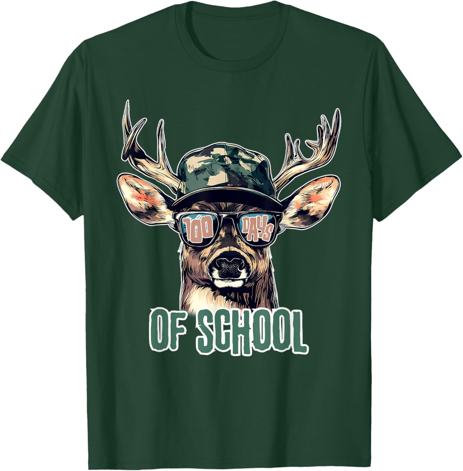Bucked 100 Days of School Deer Hunting T-Shirt for Kids and Teens - 26