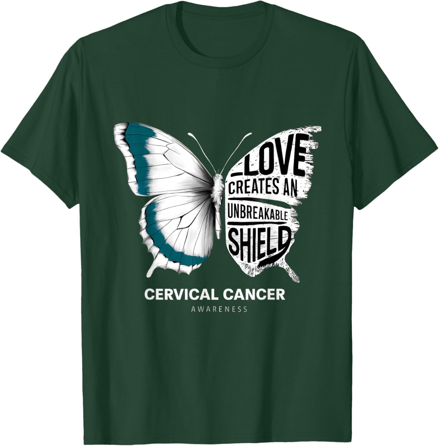 Cervical Cancer Awareness Teal Ribbon Unbreakable Shield T-Shirt - 12