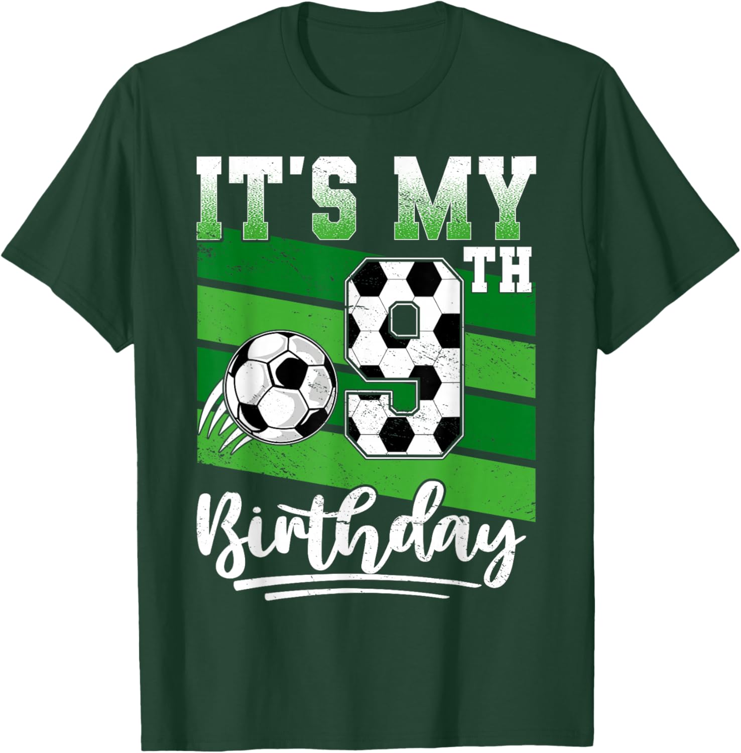 Cool 9th Birthday Soccer Ball T-Shirt for Kids Birthday Celebrations - 11