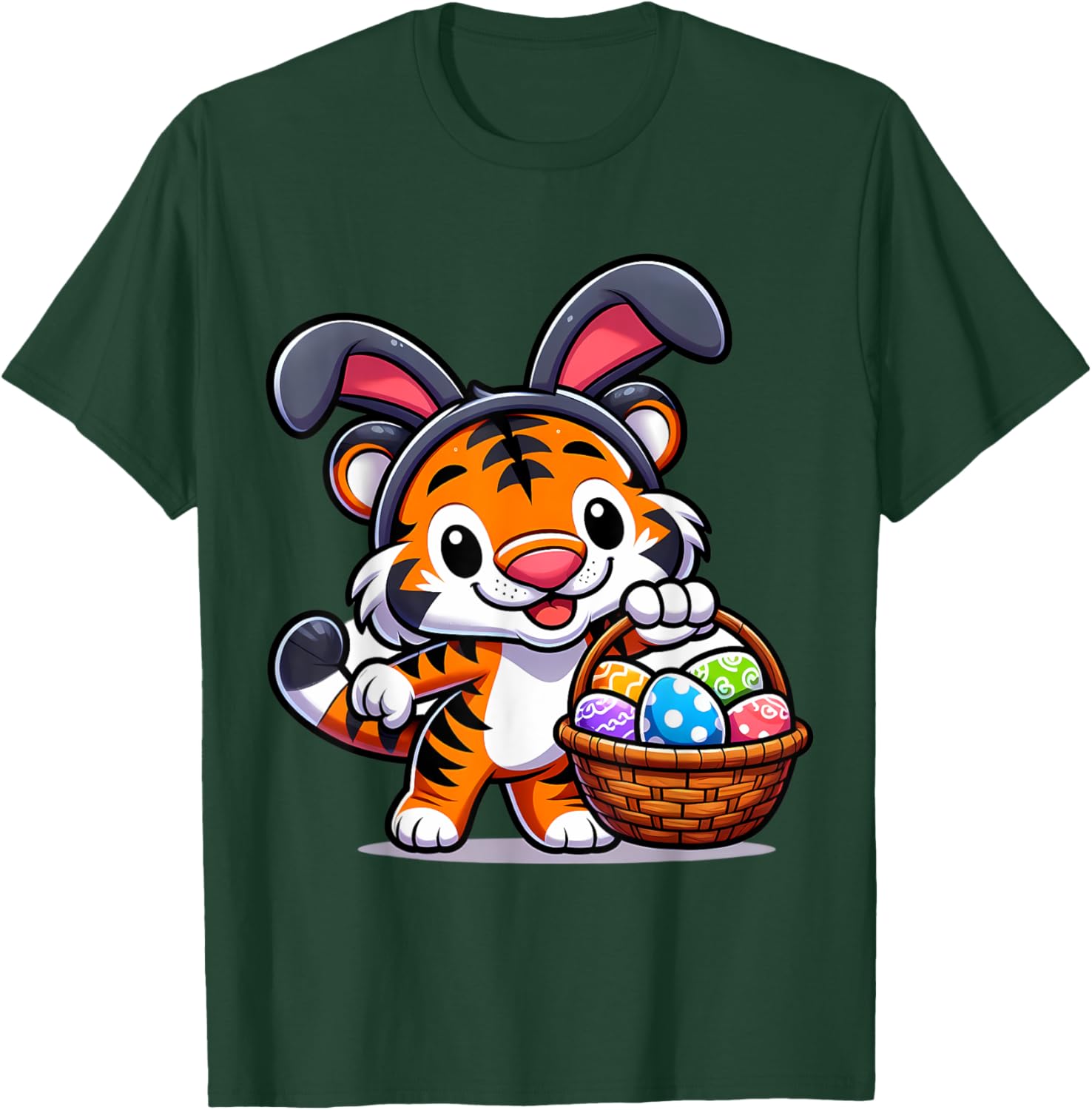 Cute Bunny Ear Tiger Easter Eggs T-Shirt for Kids and Babies - 21