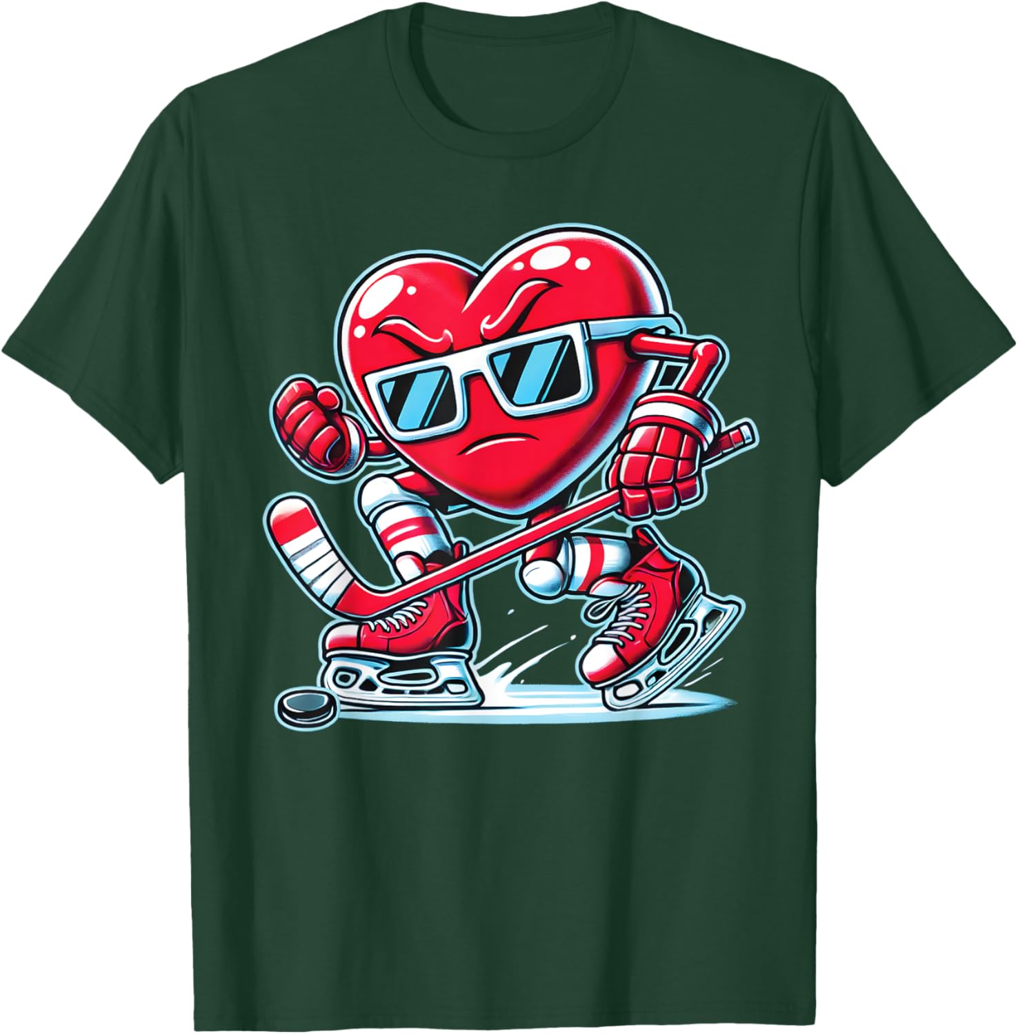 Cute Heart Ice Hockey T-Shirt for Valentine's Day - Men, Women, Boys - 25