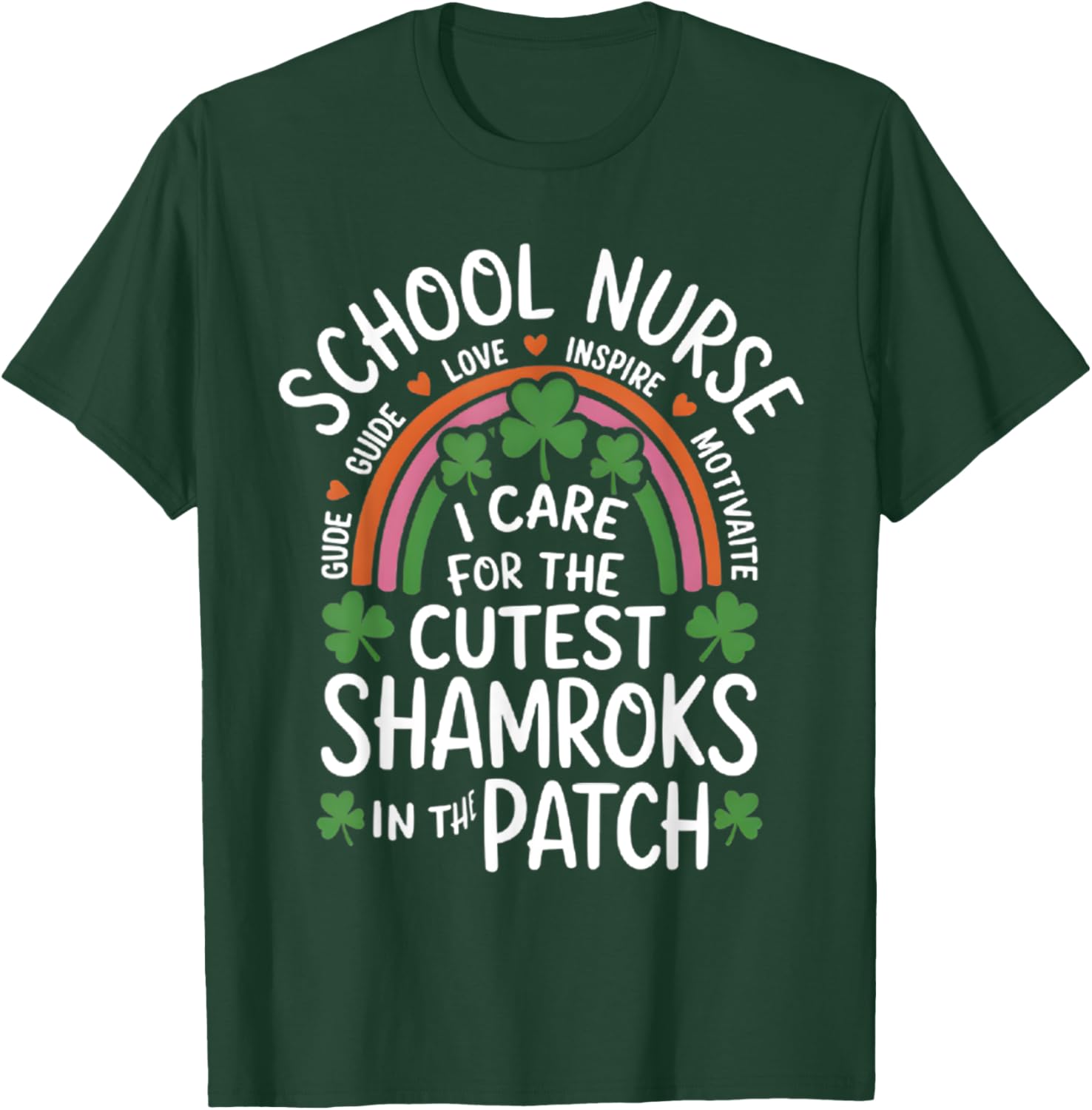 Cute St Patricks Day School Nurse T-Shirt I Care For Shamrocks - 14