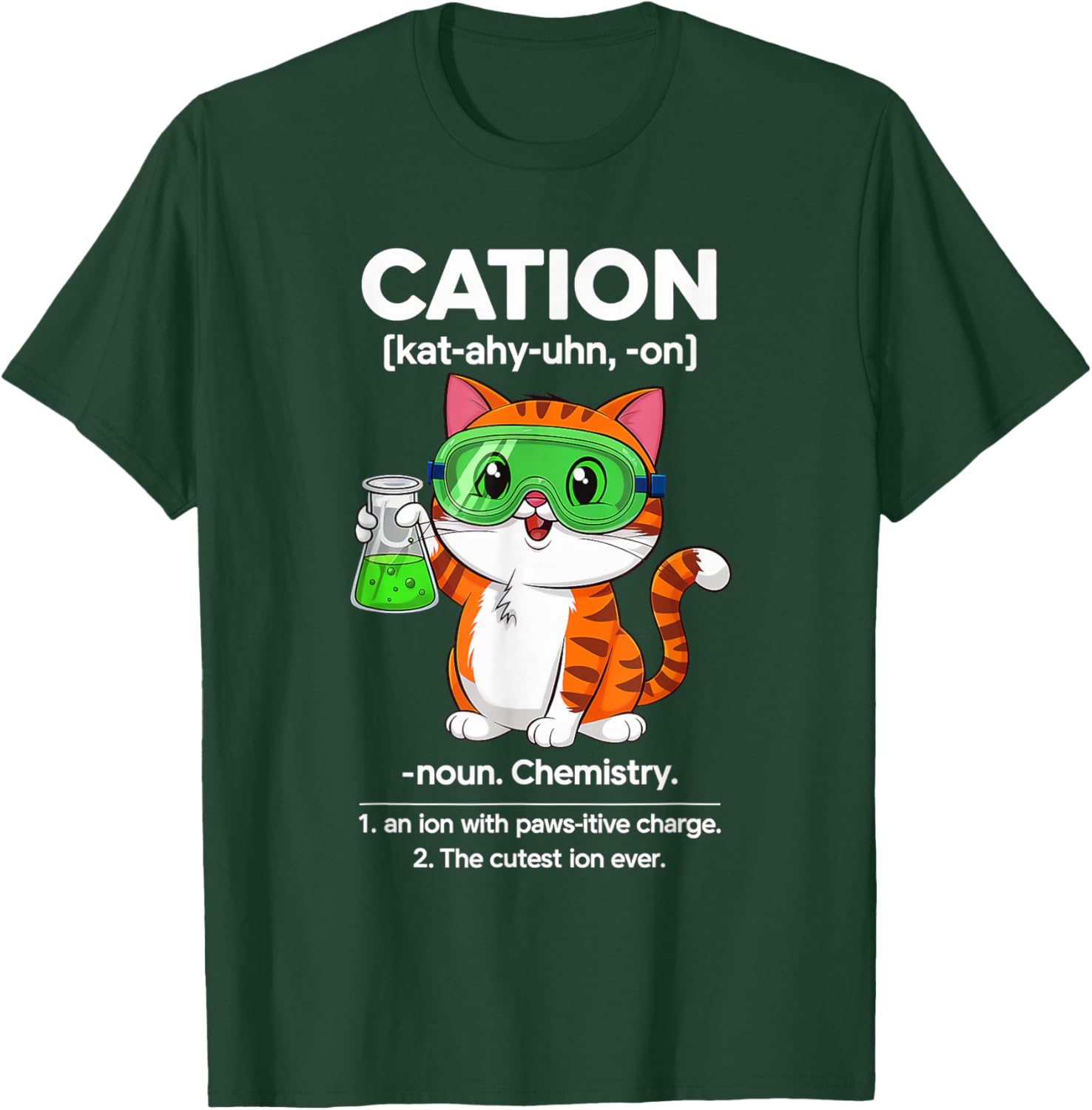 Cation Cat Chemistry T-Shirt for Cat Lovers - Fun Science for All Ages - 10